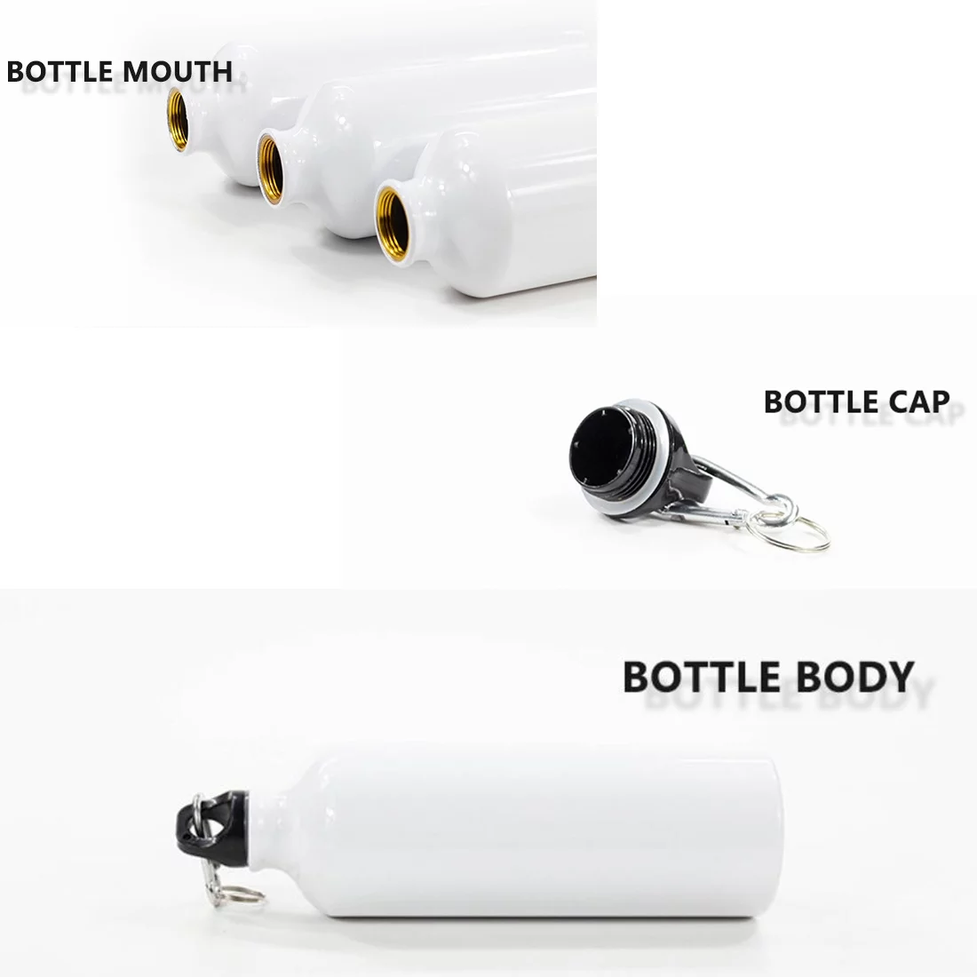 PreAsion 50pcs 750ml Water Bottle with Safe Lock Aluminium White