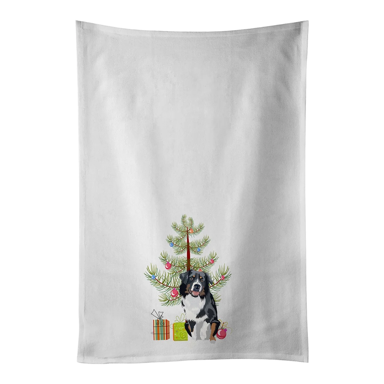 Australian Shepherd Black Tricolor #1 Christmas White Kitchen Towel Set of 2 19 in x 28 in