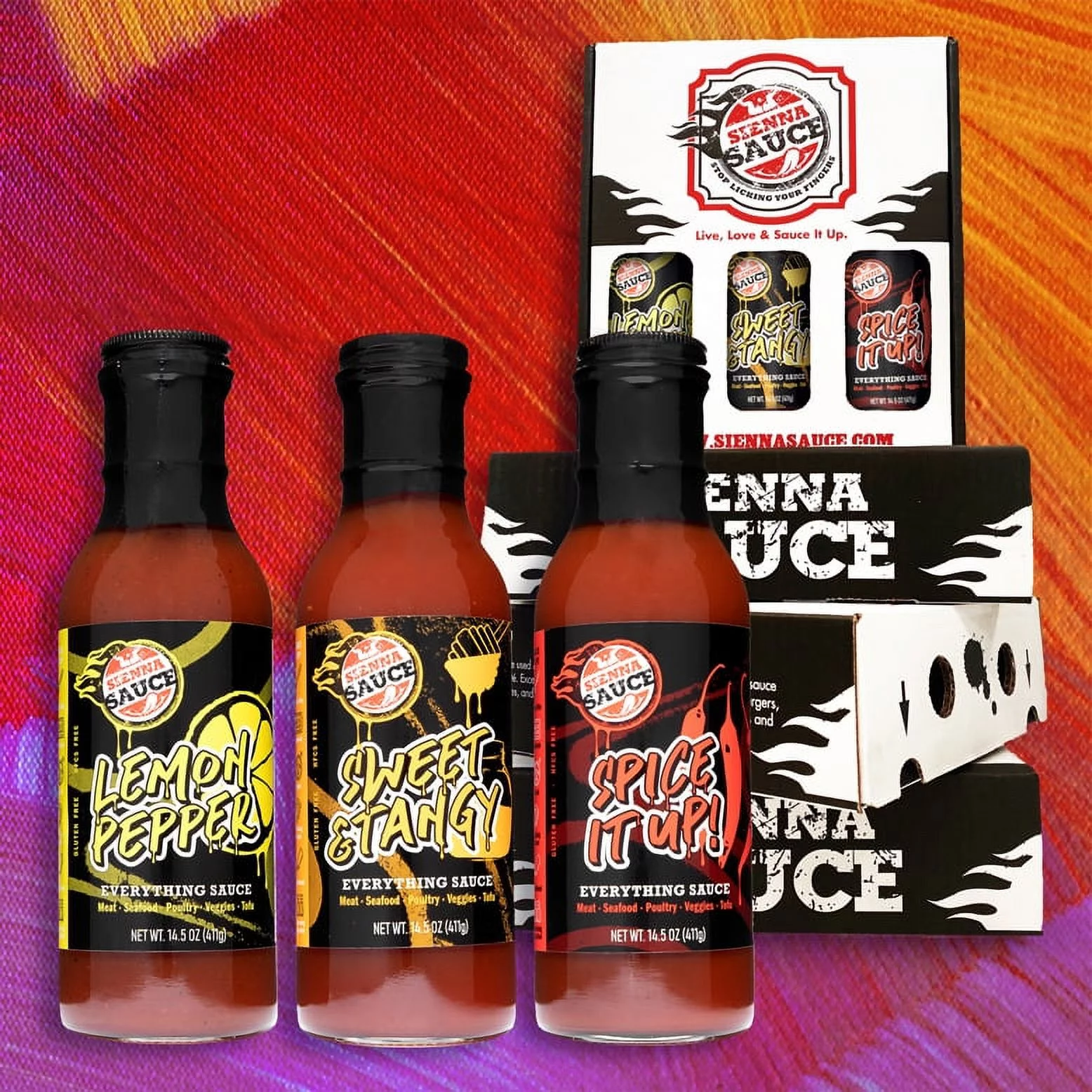 Sienna Sauce  (3 Pack) Sweet & Tangy, Lemon Pepper, Spicy It Up! 14.5oz