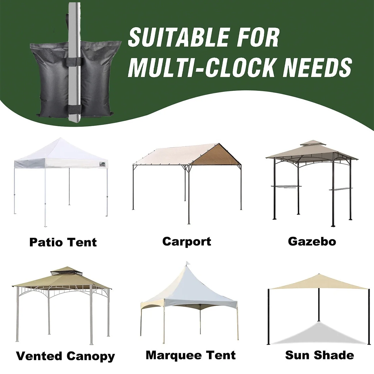 GOGHOST Canopy Weight Bags for Pop up Canopy Tent, Sand Bags for Instant Outdoor Sun Shelter Canopy,Heavy Duty Tent Weight Bags for Patio Umbrella Base, Set of 4 Black