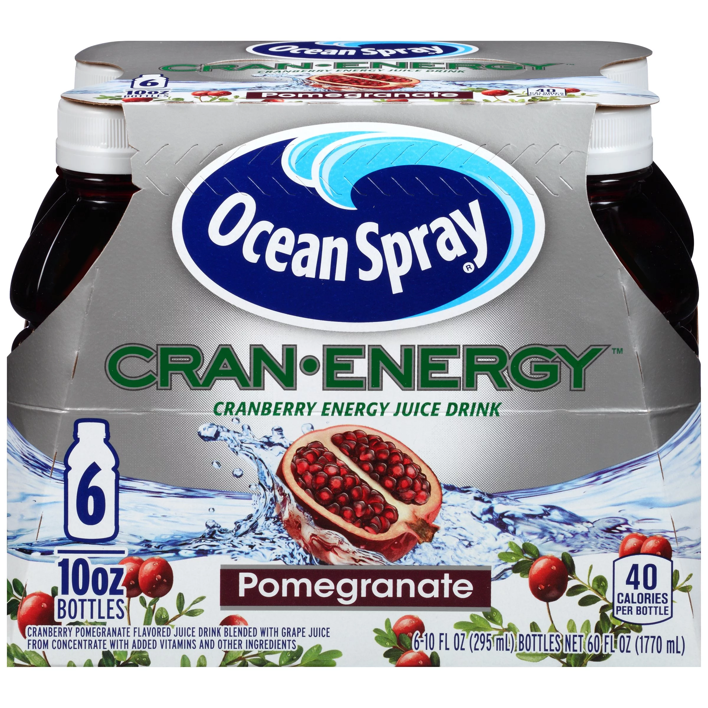 Ocean Spray Cran Energy Pomegranate Juice Drink, 10 Fl Oz, 6 Count