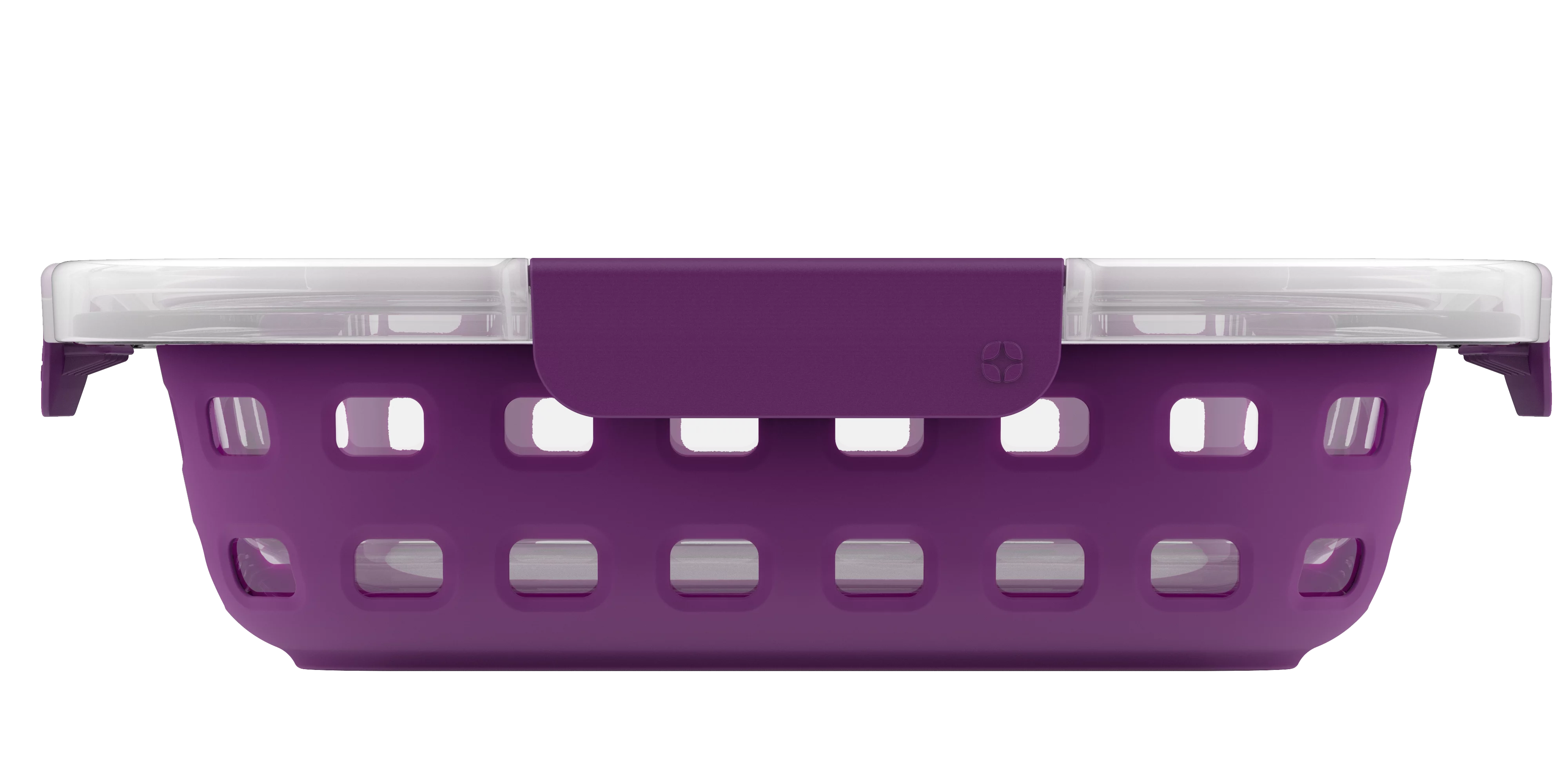 Ello Glass 2 Qt 8x8 Plum Purple Duraglass Baking Dish with Oven Safe Silicone Sleeve