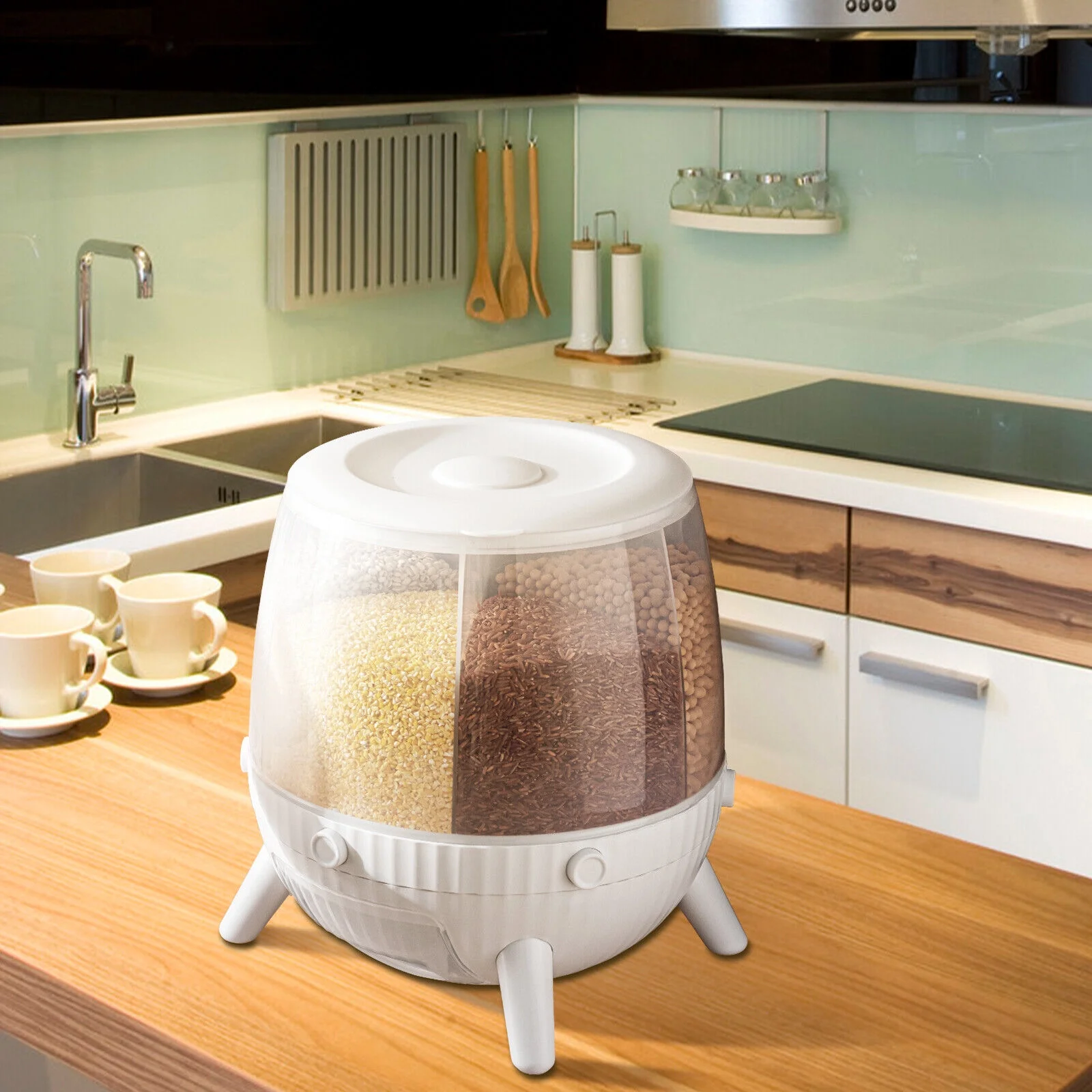 Mkyiongou 6KG Cereal Storage Dispenser Kitchen Pantry Rice Grain Dry Food Container Large