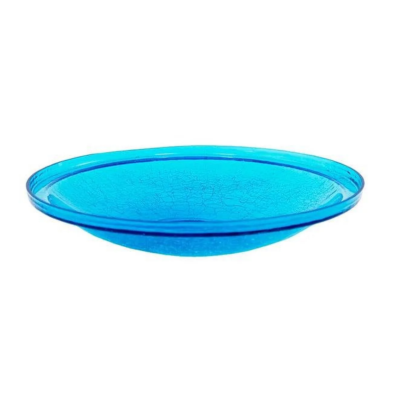 14 in. Teal Crackle Glass Bowl