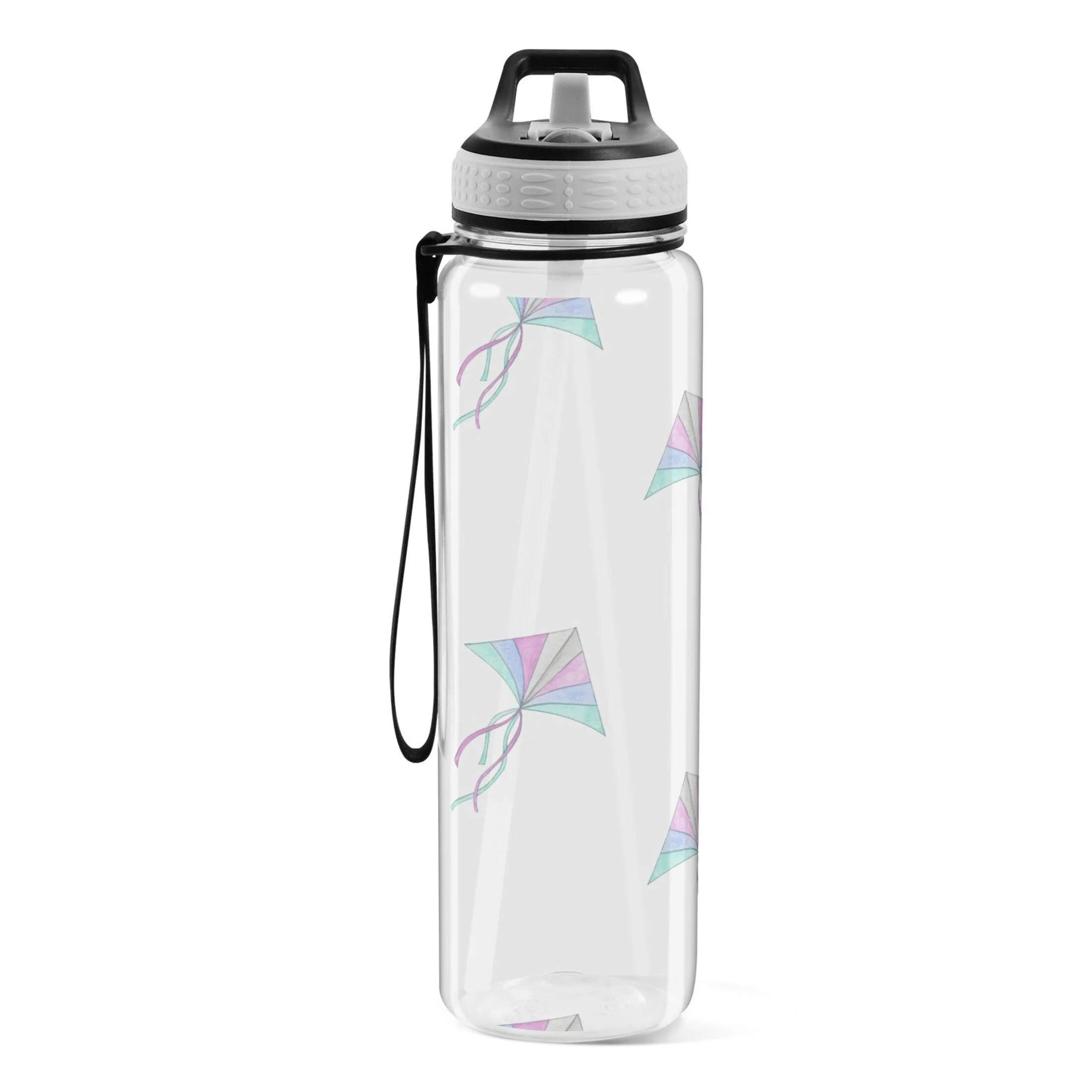Kites 32oz Water Bottles with Straw Tritan Leakproof Sports Bottle BPA Free Clear for Fitness Gym Swimming Cycling