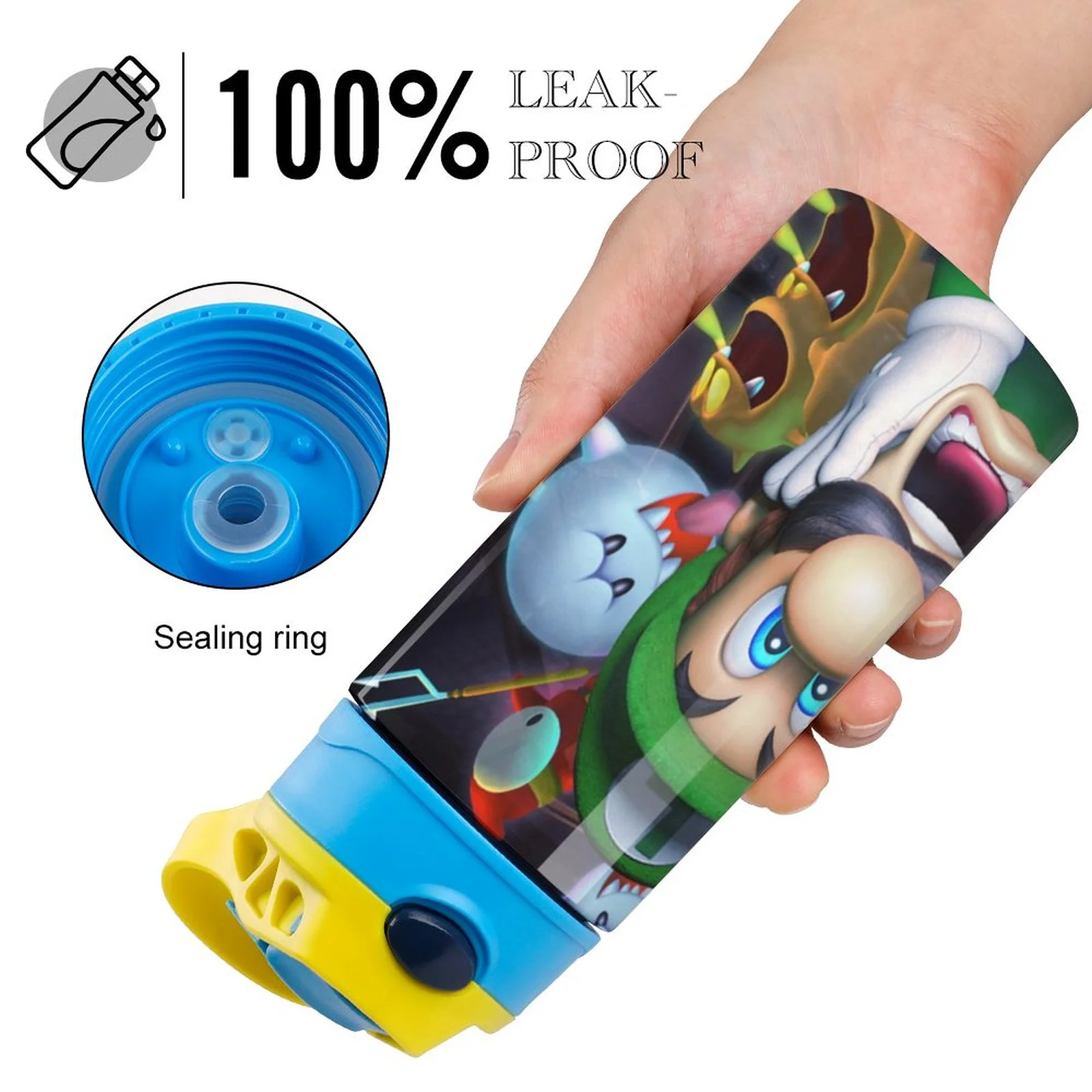 Creepy Luigi's Mansion Kid's Insulated Water Bottle With Straw Vacuum Stainless Steel Cup Leak-Proof Children Toddler Thermoses