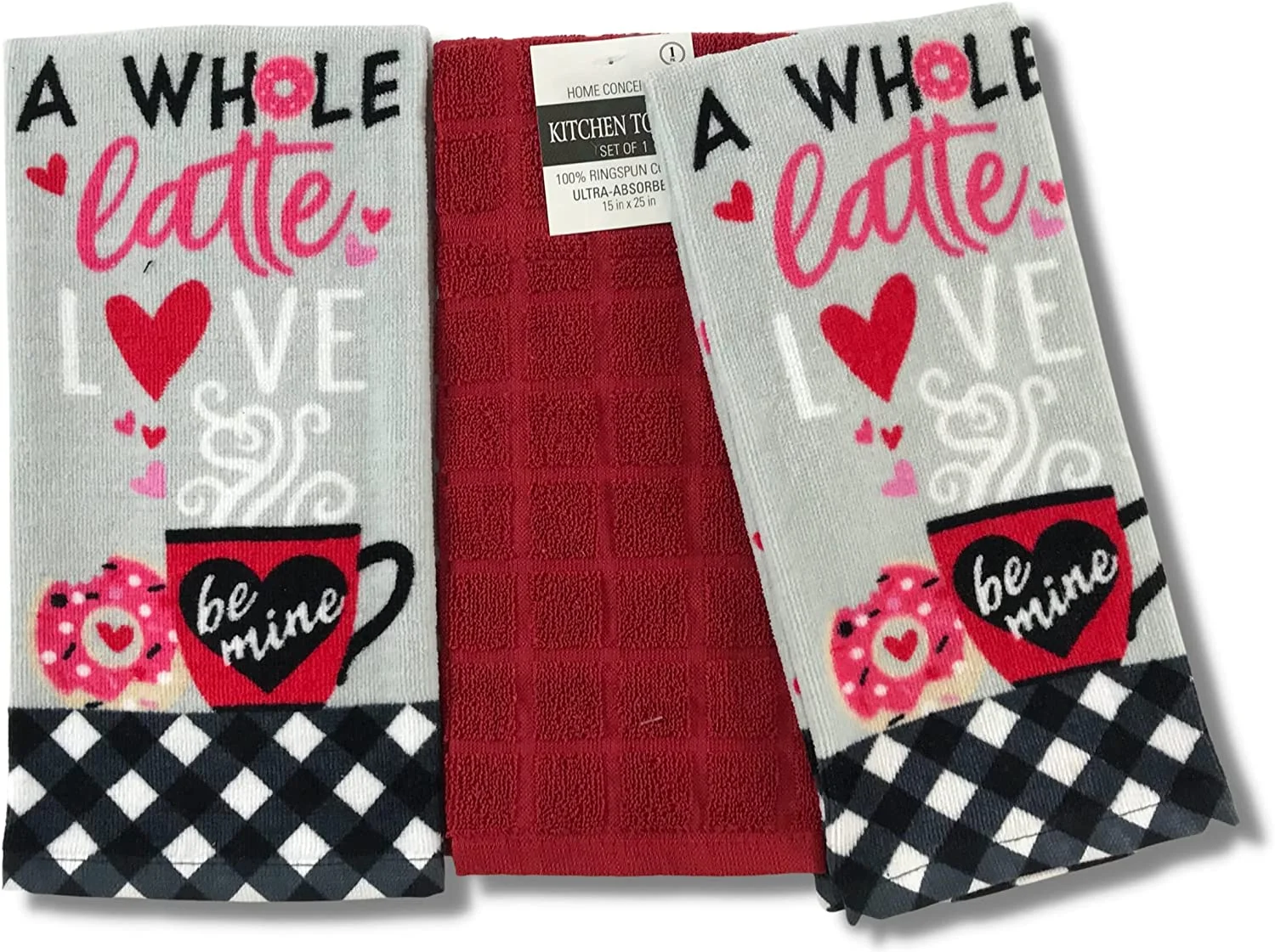 Valentines Kitchen Towels: Cute Coffee and Latte Hanging Out Friendship Love