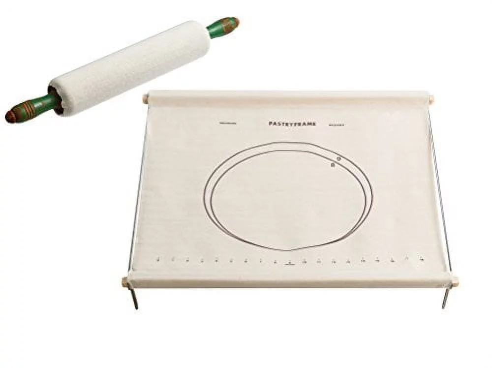 Mrs. Anderson?s Baking Non-Stick Pastry Cloth Frame and Rolling Pin Cover Set, Collapsible with Printed Measurement Guides, 20-Inches x 20-Inches