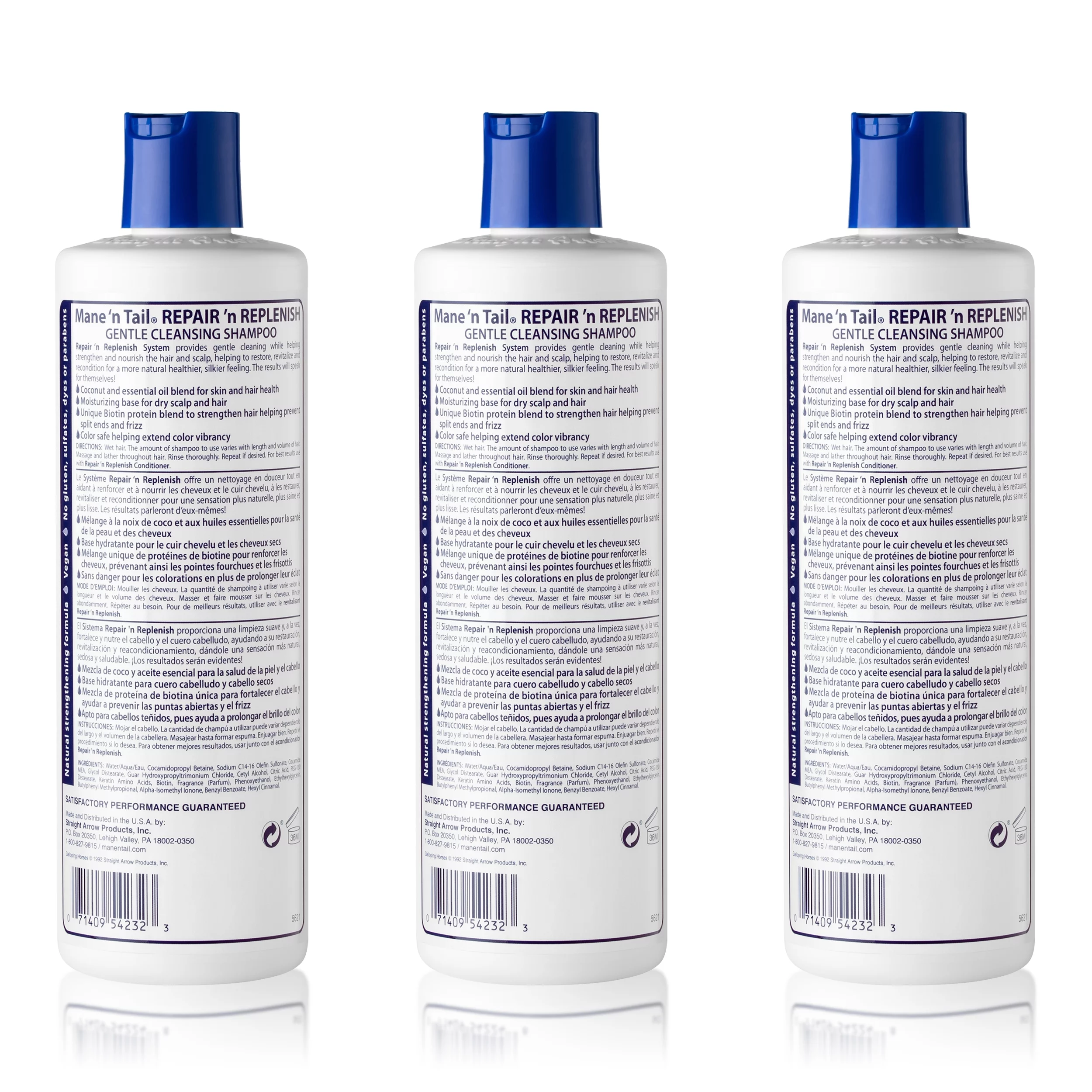 Mane ’n Tail: Repair ’n Replenish (Pack of 3) Sulfate Free Gentle Cleansing And Replenishing Shampoo (11.2 Oz Each)