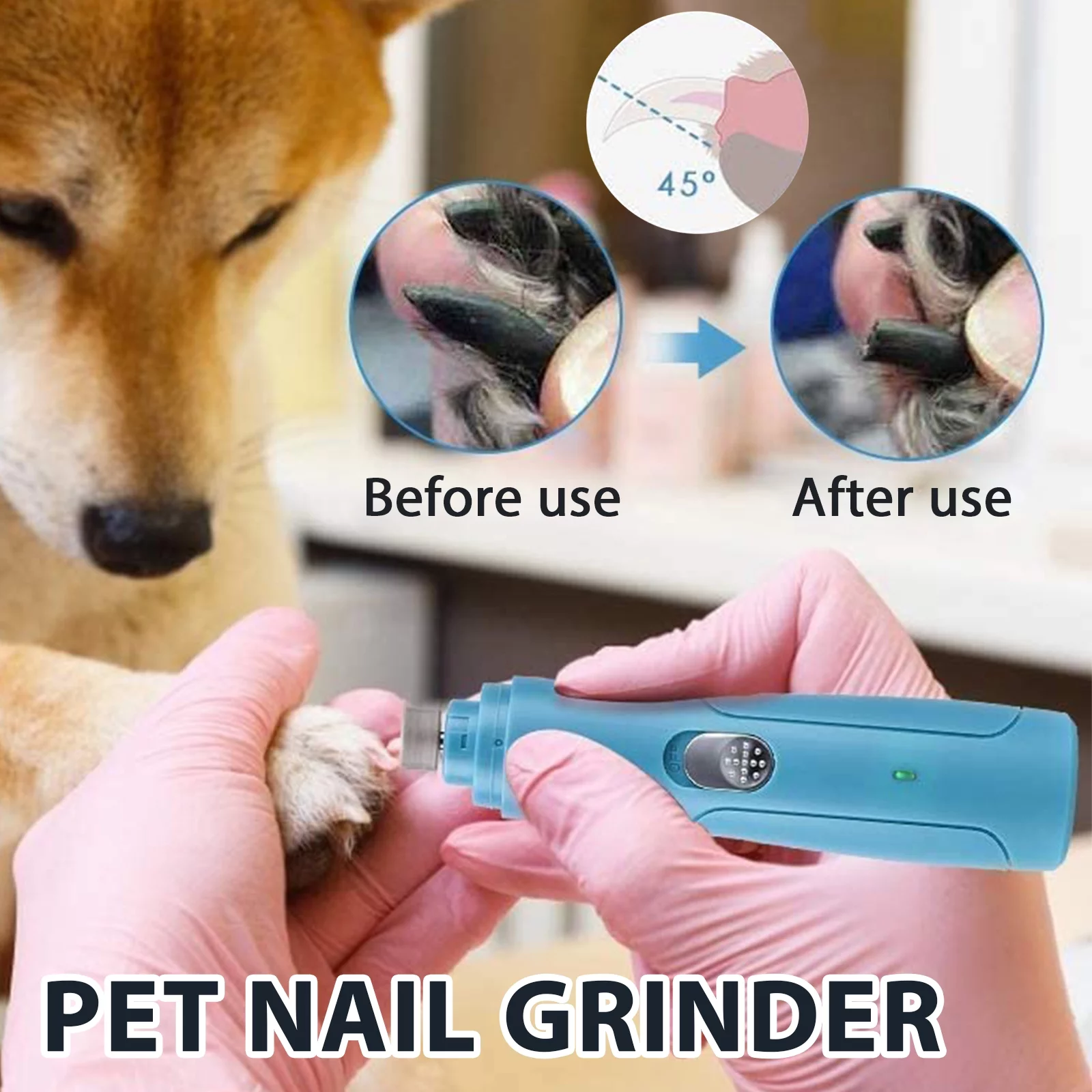 Originalsourcing Dog Nail Grinder Quite with Long Working Time, Stepless Speeds Rechargeable Pet Claw Trimmer with Clipper and File for Large Medium Small Dogs Cats Pets