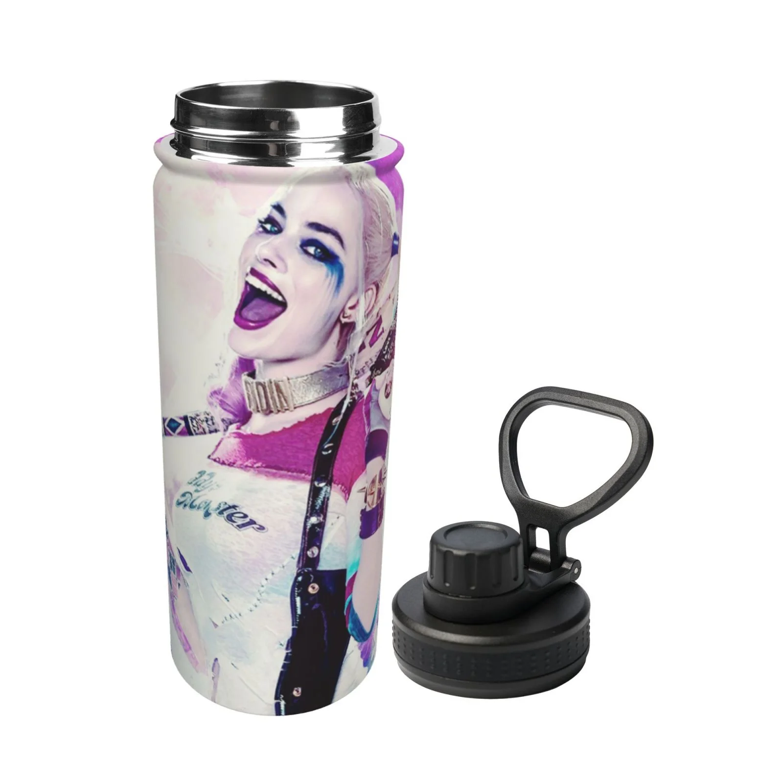 Harley Quinn Sports Insulated Water Bottles Kettle Stainless Steel Portable Cup18OZ For Travel Gym School