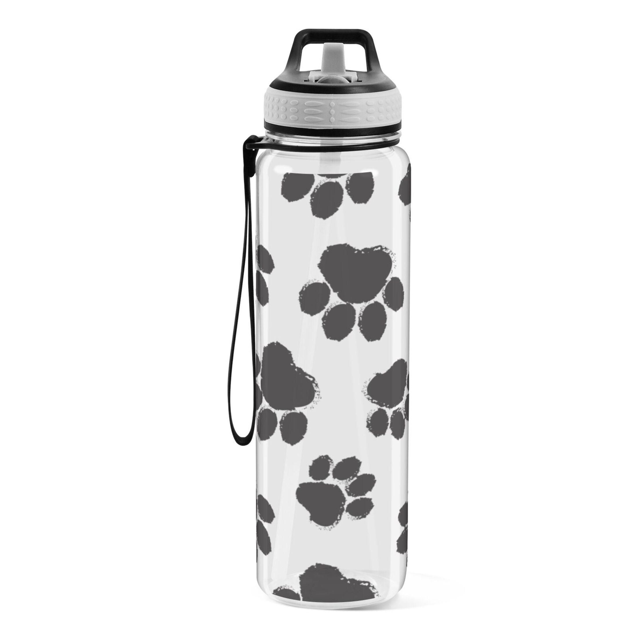 Dog Footprint 32oz Sports Water Bottles Leakproof Tritan Bottle with Straw BPA Free Clear Bottle for Fitness Gym Outdoor Cycling