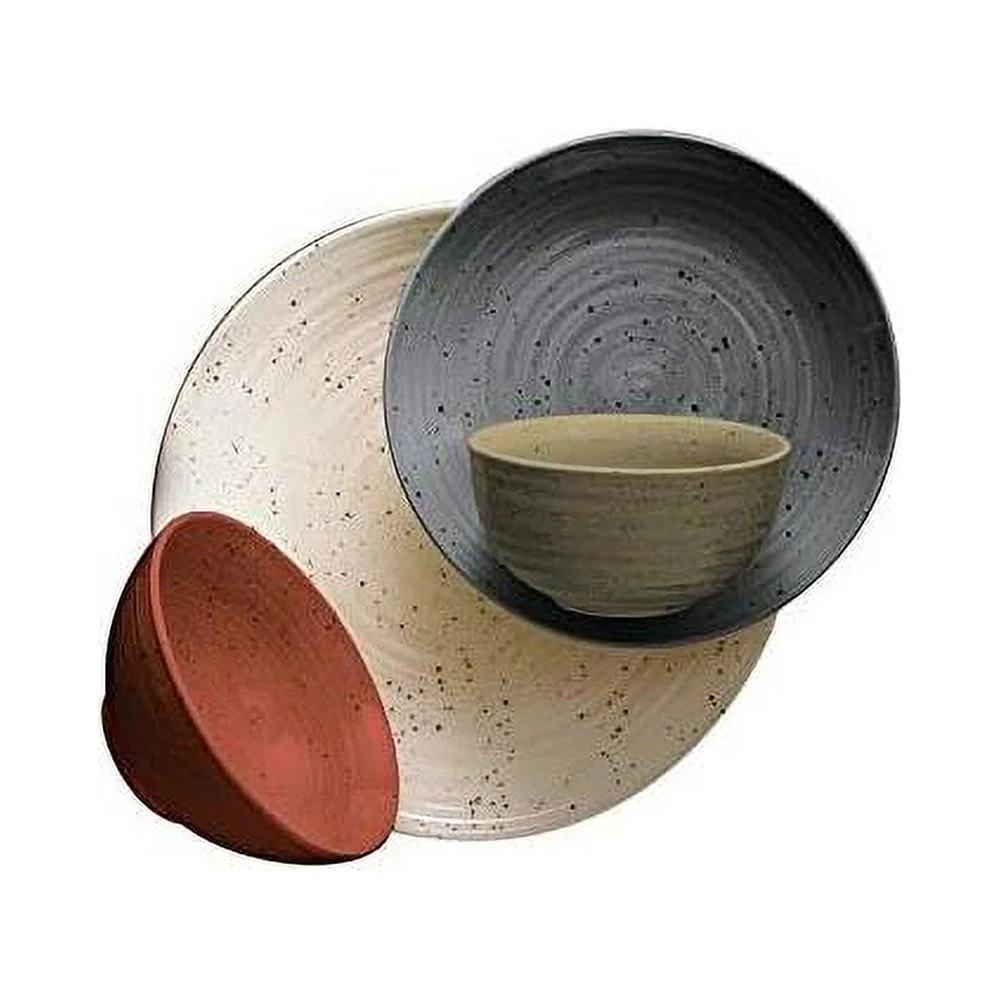 Palette 16 Piece Dinnerware Set Multi Color Solid Round Stoneware Pieces