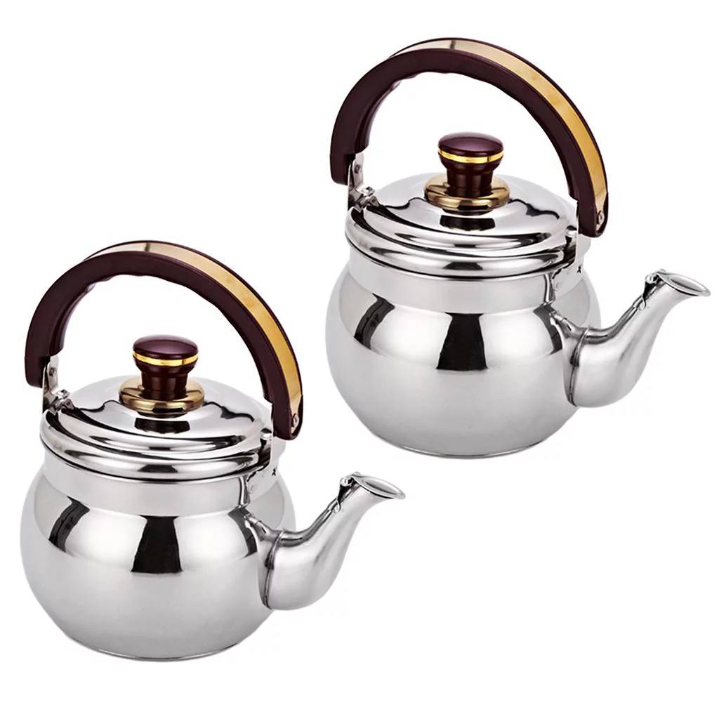 2-Pack of Kettle - Portable Stainless Steel Teapot with Handle and Straight - 0.6 Liter for Outdoor Camping