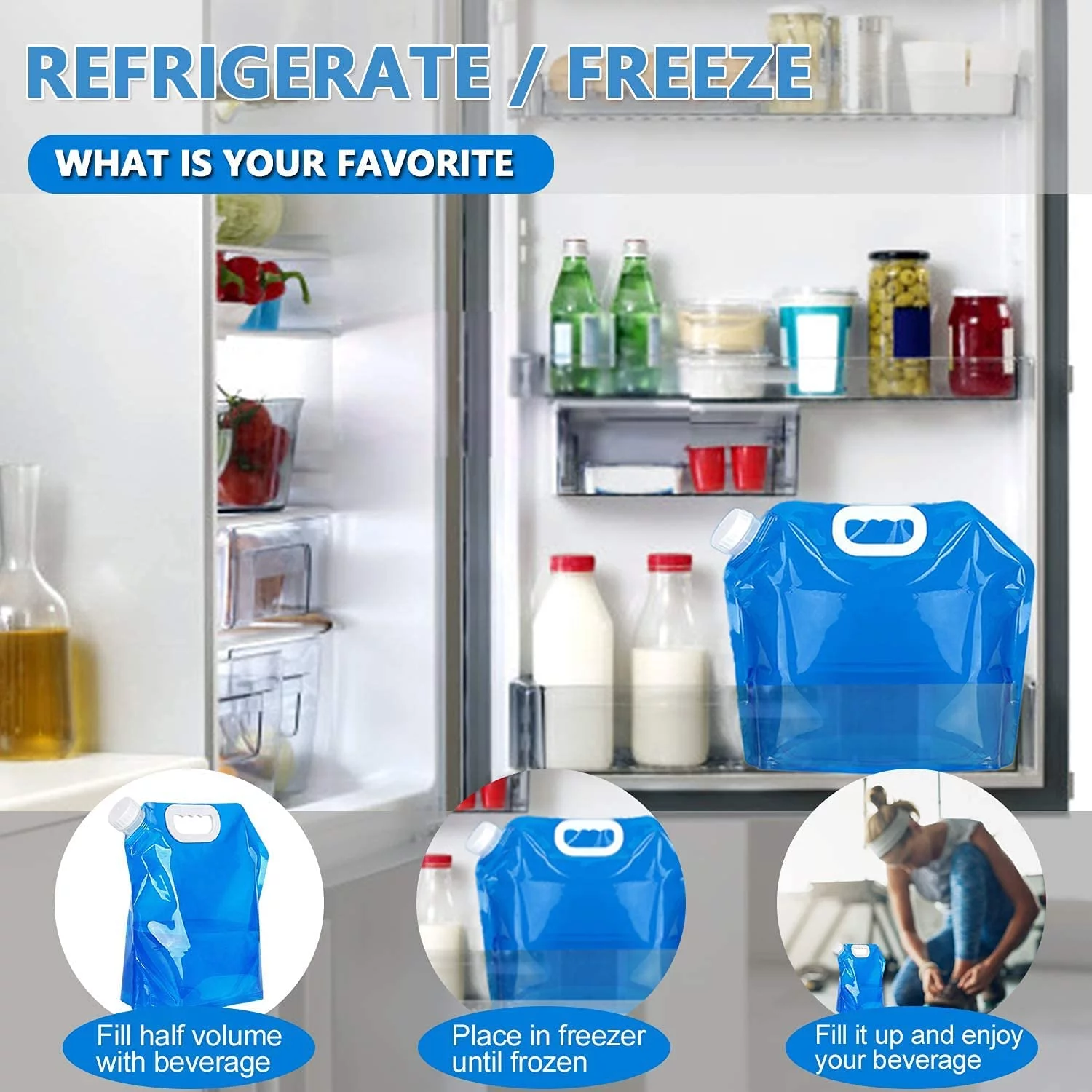 10L Portable Water Bags for Camping, Collapsible Water Container for Hiking Climbing Travel Outdoor Activities Emergency