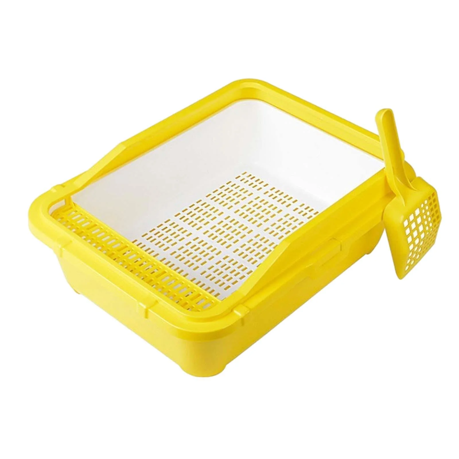 Toysmith Cat Litter Basin Heighten Bedpan Portable Splashproof Cat Cleaning Bath Basin Kitten Potty Toilet for All Kinds of Cat Litter yellow