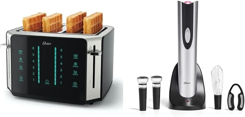 4-Slice Toaster, Touch Screen with 6 Shade Settings and Digital Timer, Black/Stainless Steel