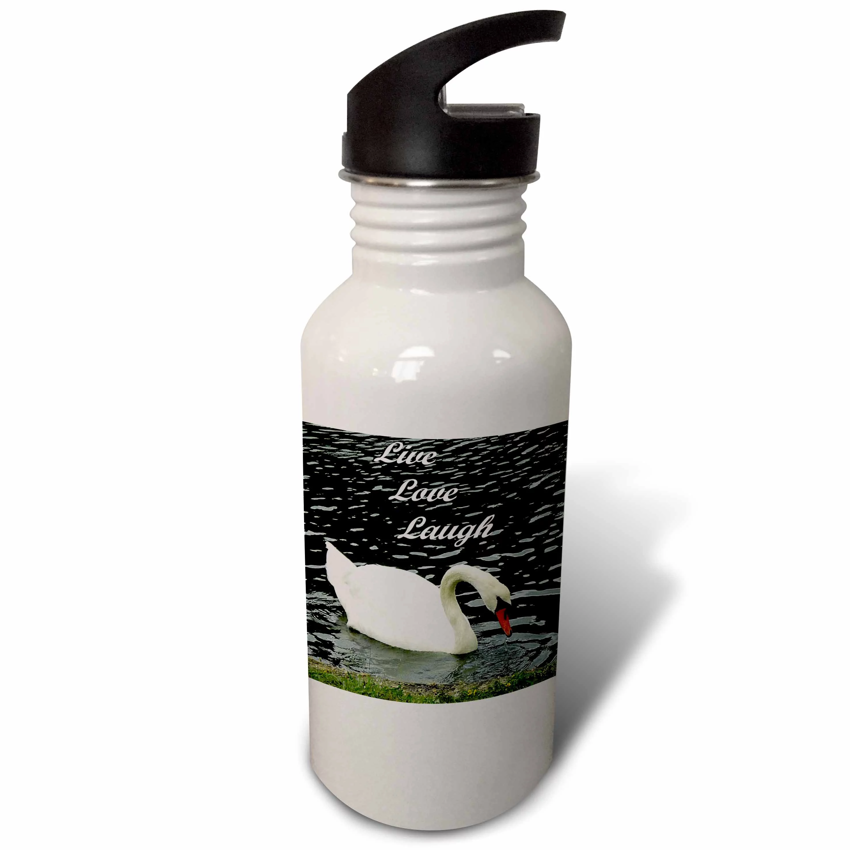 Live Love Laugh Swan 21 oz Sports Water Bottle wb-202508-1