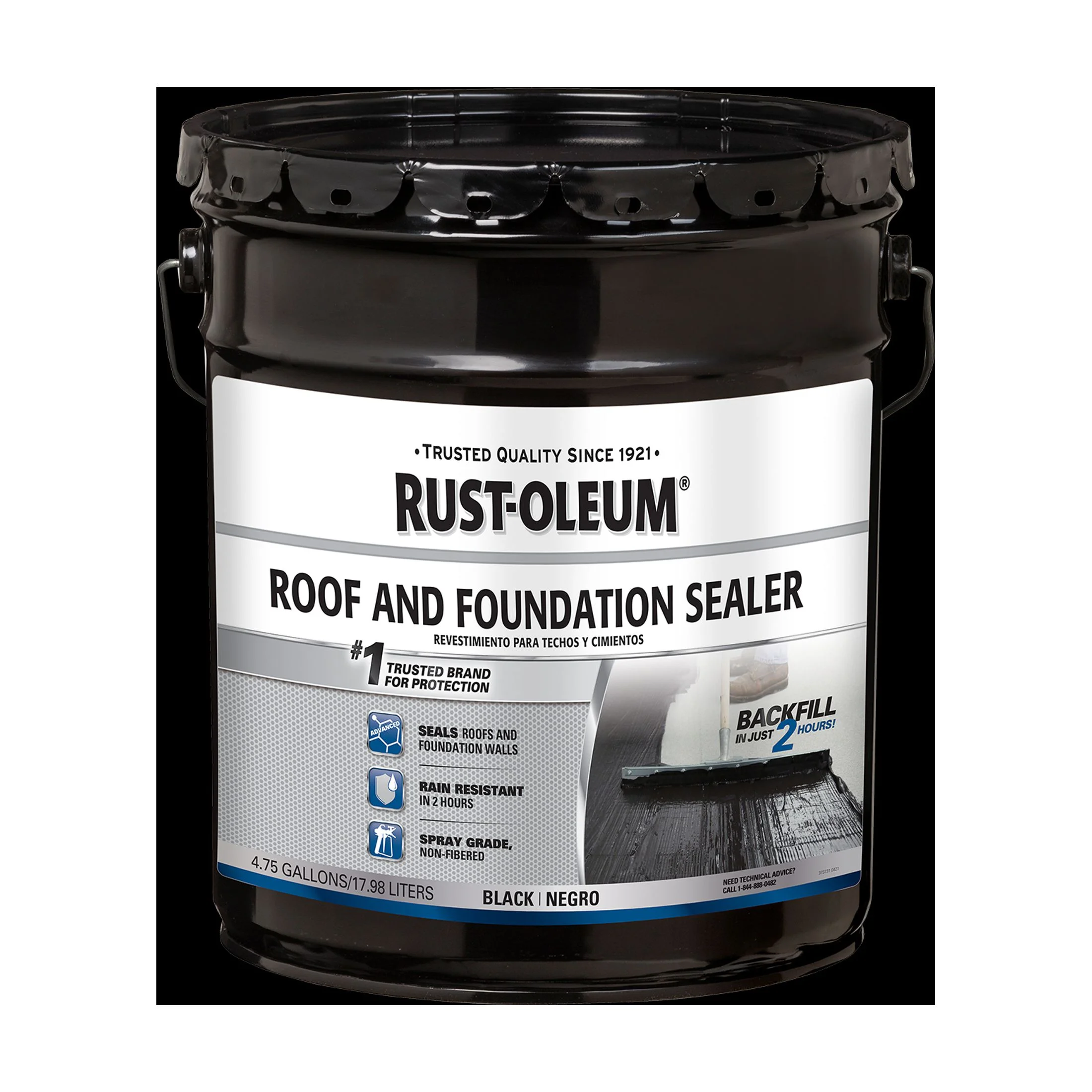 Black, Rust-Oleum Roof and Foundation Sealer - 347434, 4.75 Gallon- 1 Pack