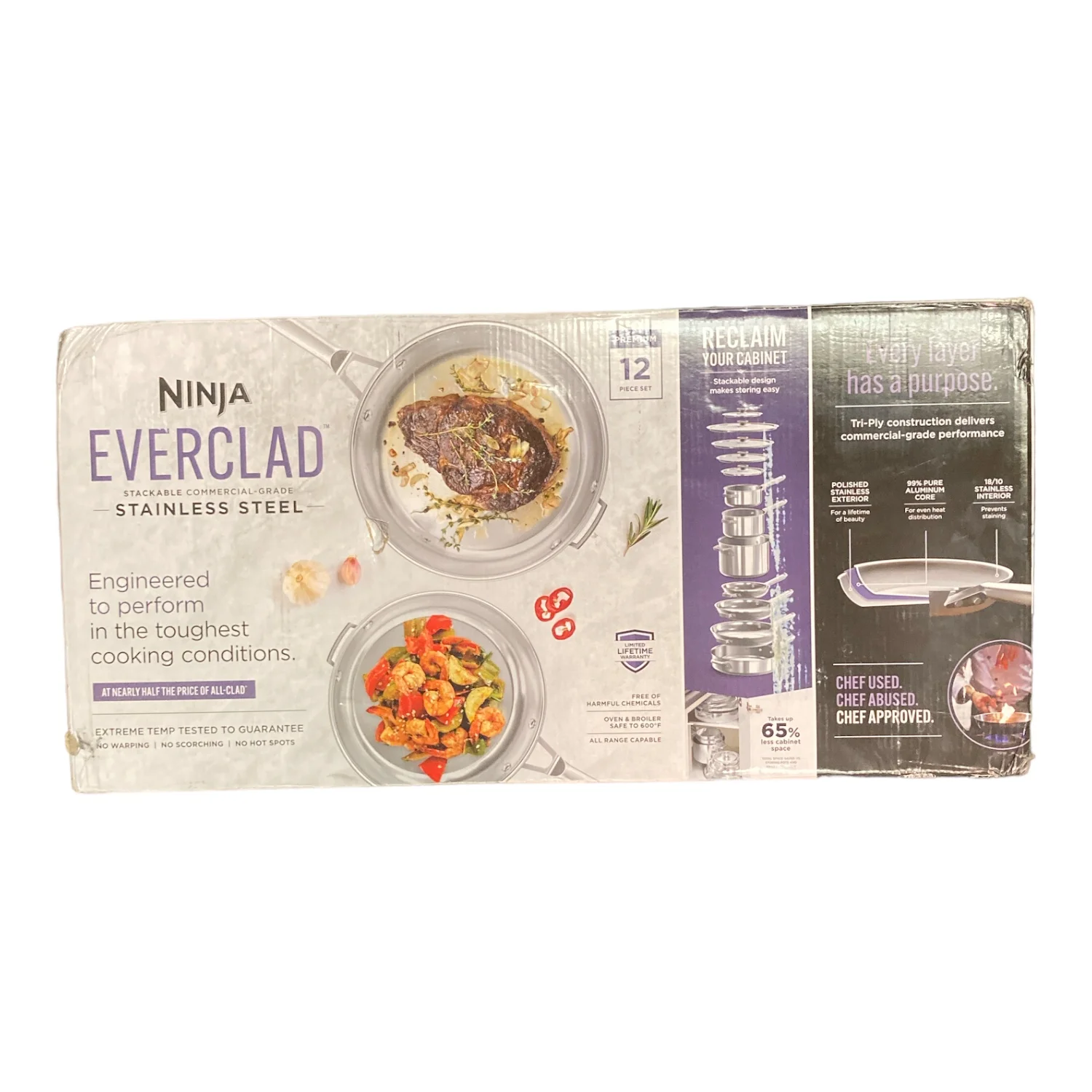 Ninja EverClad 12-Piece Tri-Ply Commercial-Grade Stainless Steel Cookware
