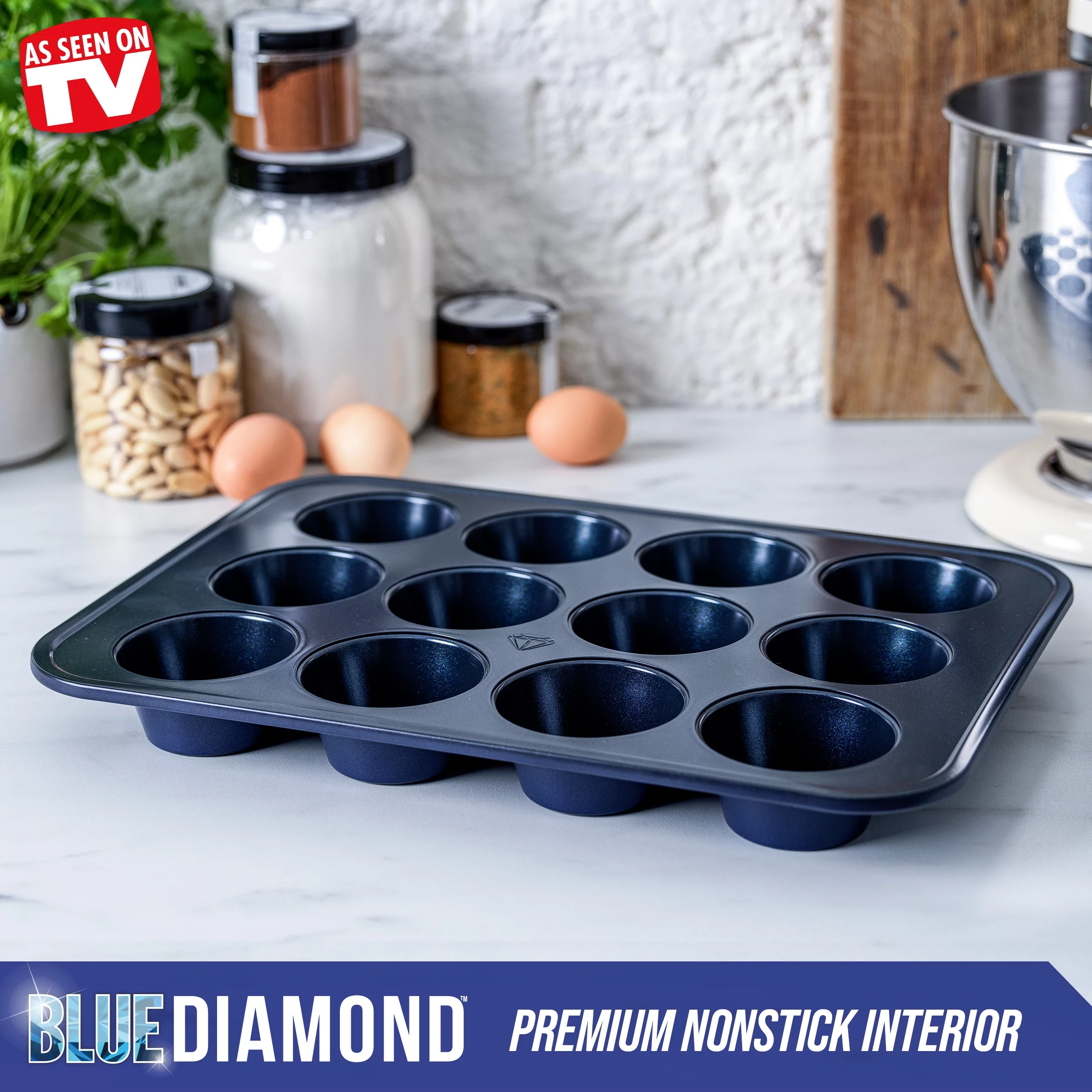 Blue Diamond Bakeware Nonstick 12-Cup Muffin Pan