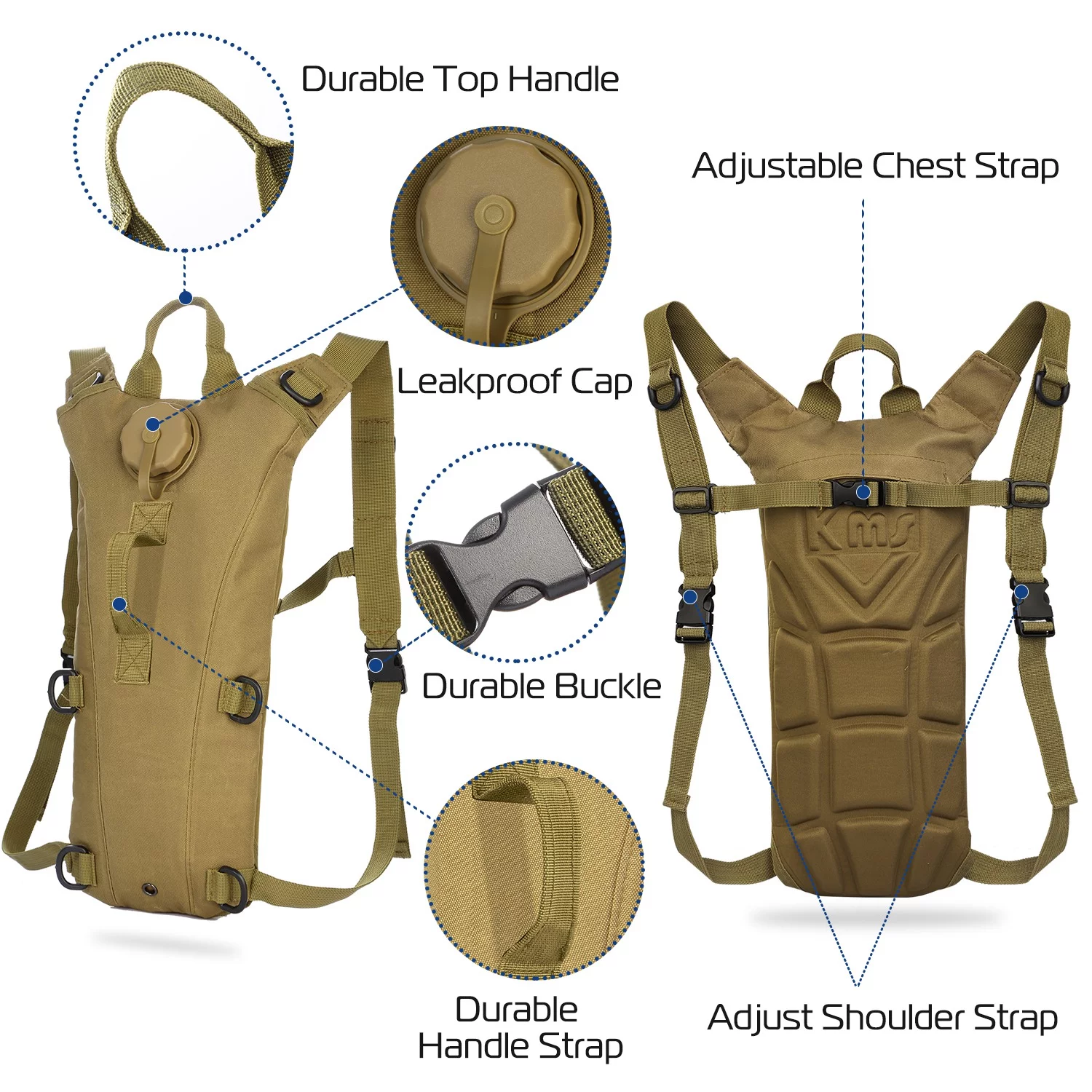 iMountek 3L Water Bladder Bag Sport Hiking Camping Hydration Backpack Outdoor, Brown