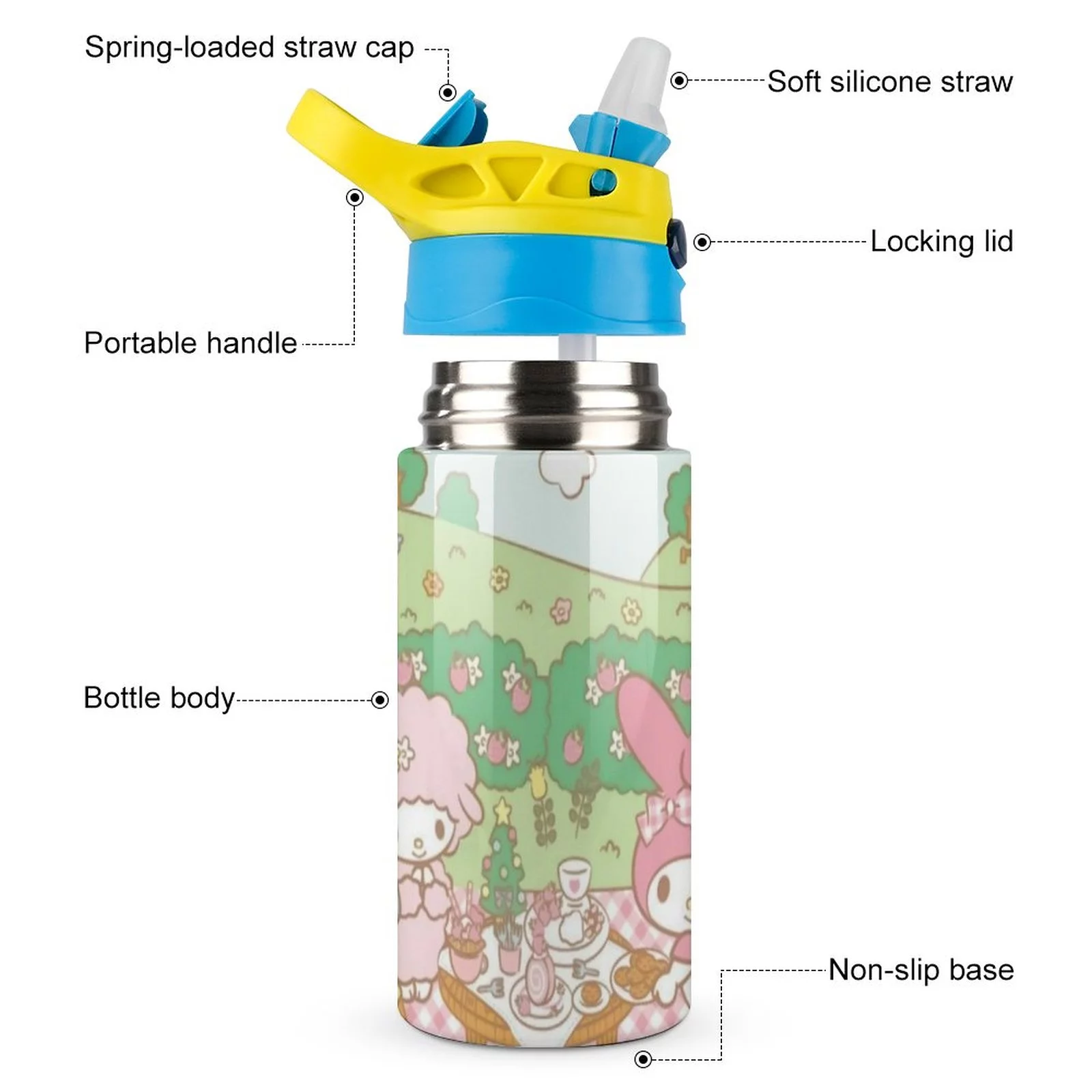 My Melody Children's Water Bottle Vacuum Insulated Stainless Steel Cup With Straw Toddler Thermoses