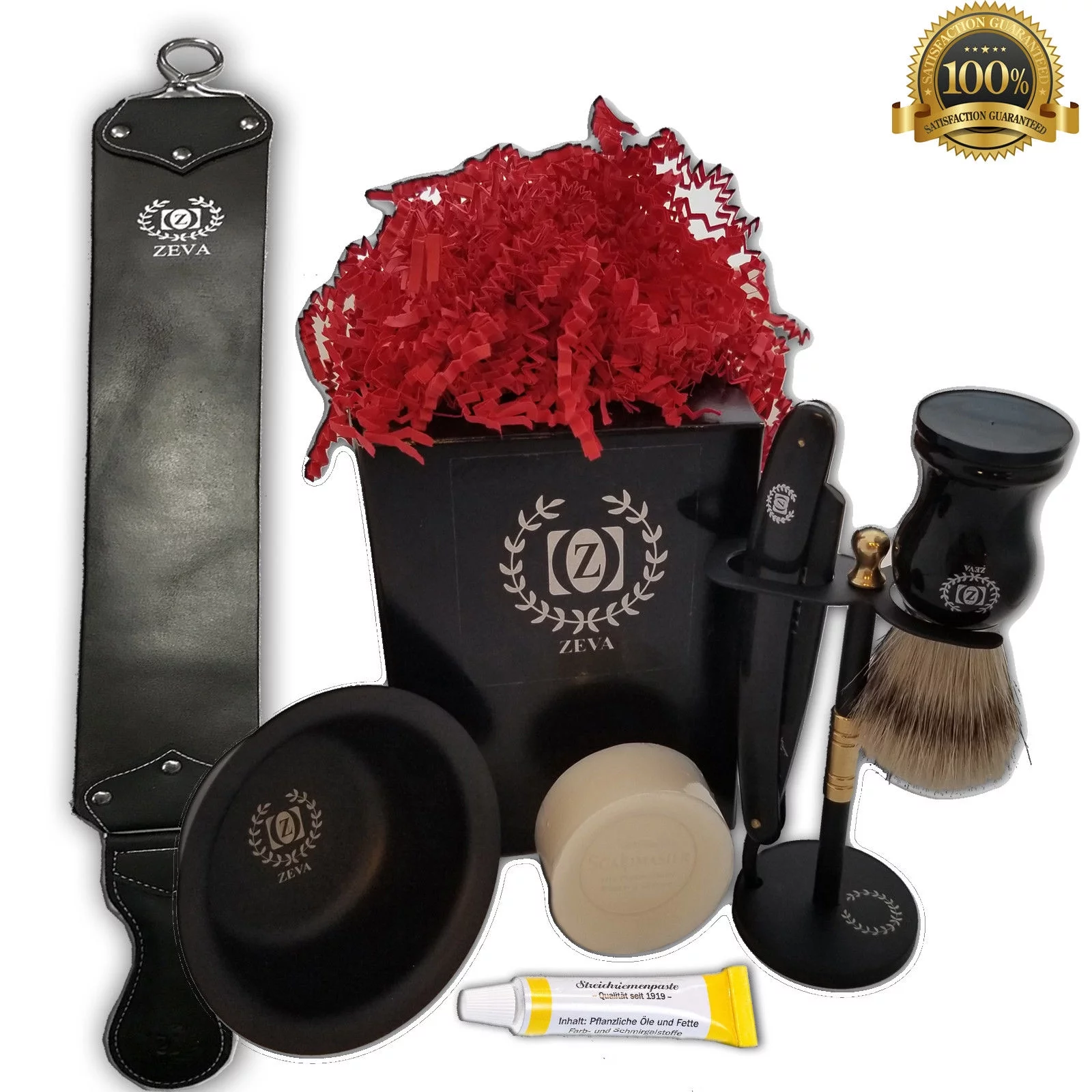 Mens Mustache Beard Kit Brush Boar Massager Grooming Shaving Trimmer Knife Set