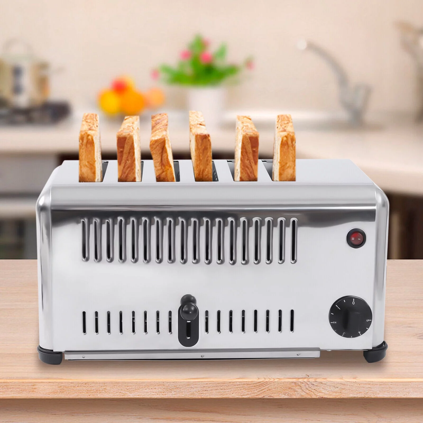 SHZICMY 1680w 6 Slices Pop-Up Electric Toaster Stainless Steel Toaster for Home Restaurant