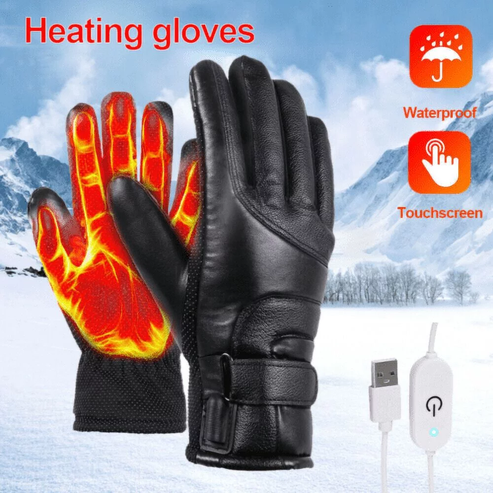 Electric Heated Gloves,Portable USB 3 Mode Heating Thermal Gloves,Waterproof Touchscreen Gloves for Cycling,Motorcycle,Hiking,Snowboarding Outdoor Winter Sport