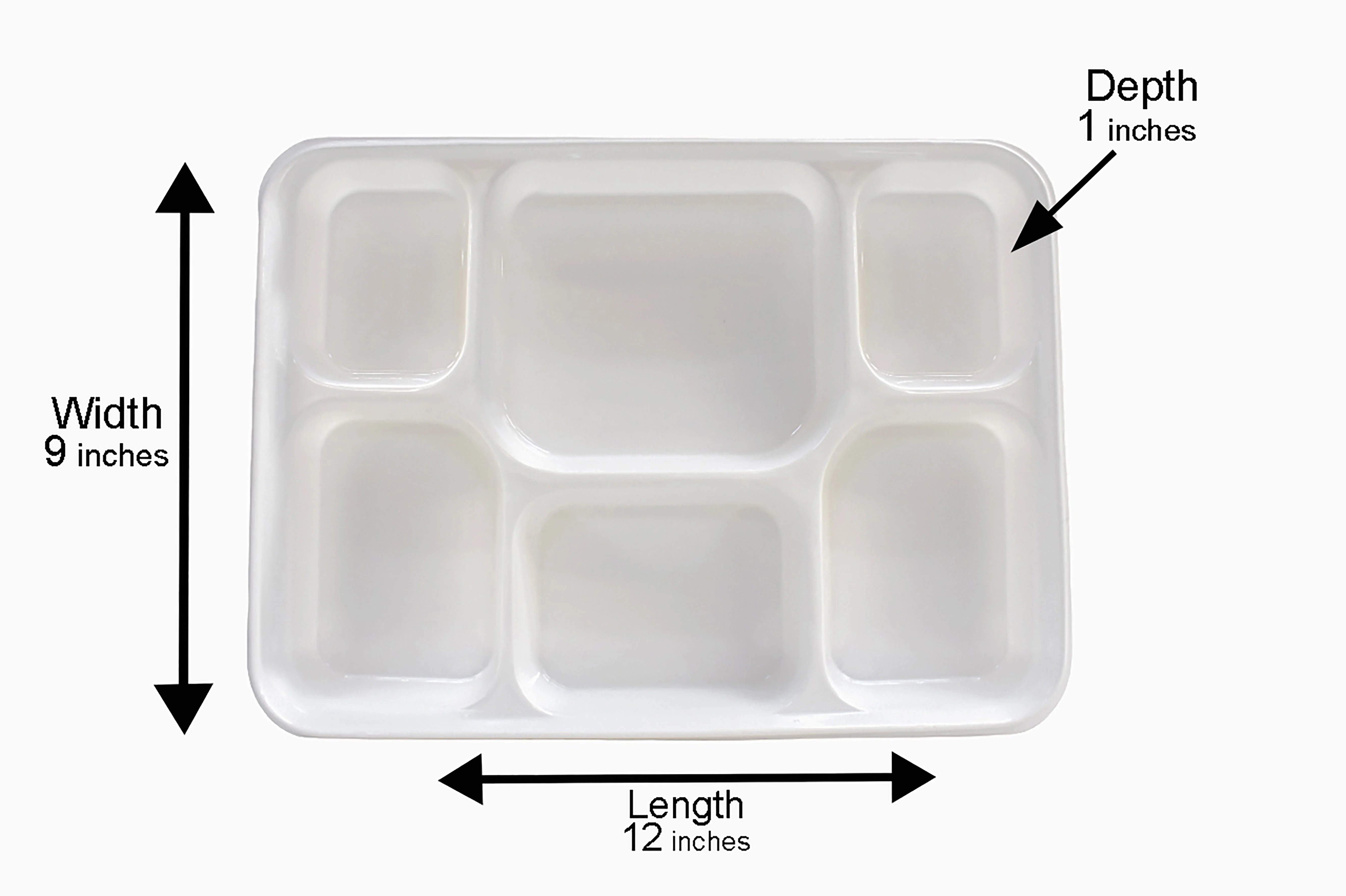Party Thali Plates Disposable 6 Compartments - 200 Pack (PlasticThali Plates)