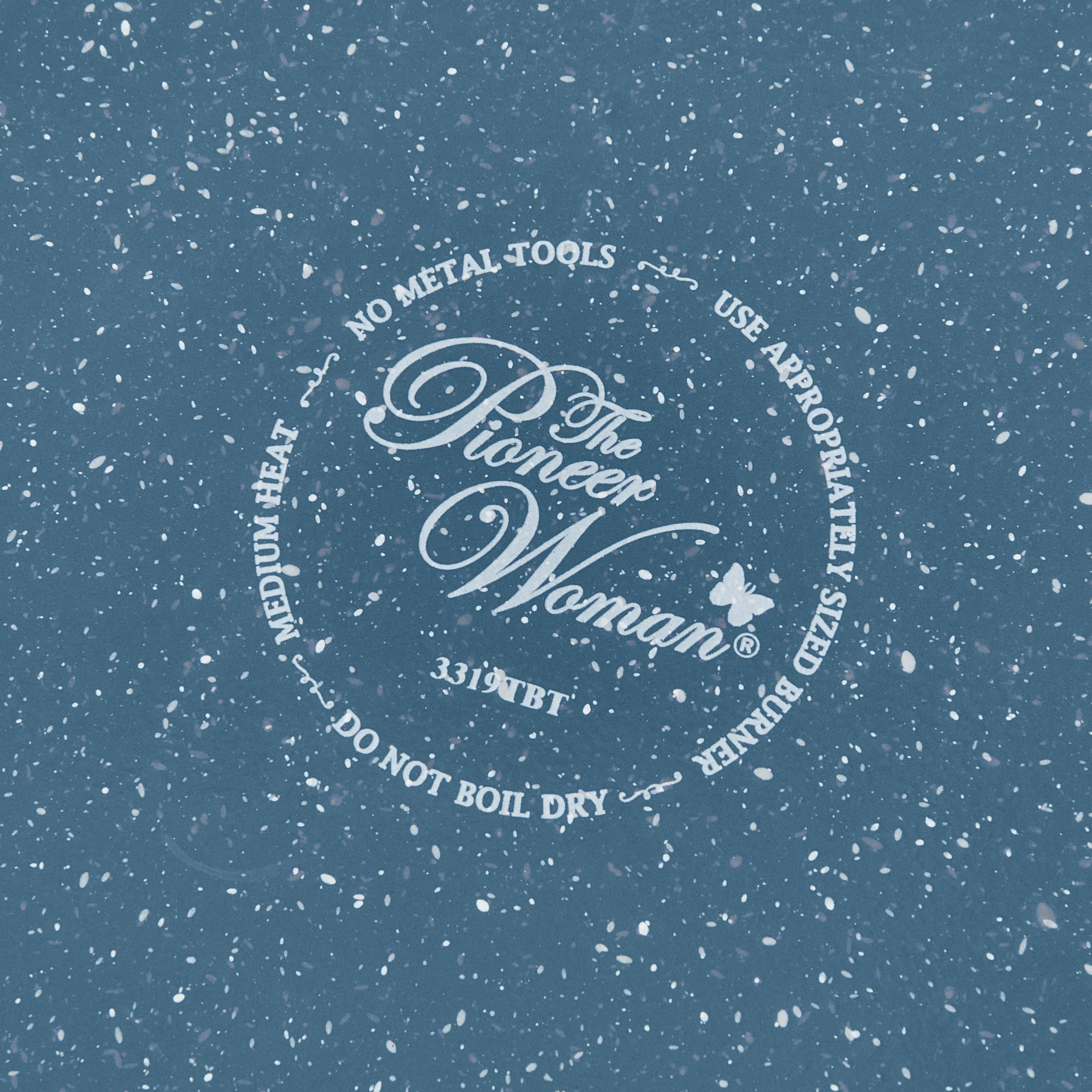 The Pioneer Woman Frontier Speckle 12-Piece Aluminum Cookware Set, Blue Denim