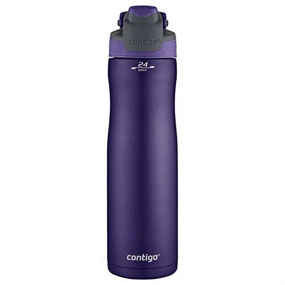 Contigo Autoseal Chill Stainless Steel Water Bottles, 24 Oz, SS/Grapevine & Grapevine, 2-Pack Grapevine Lid/Grapevine 24oz Bottle