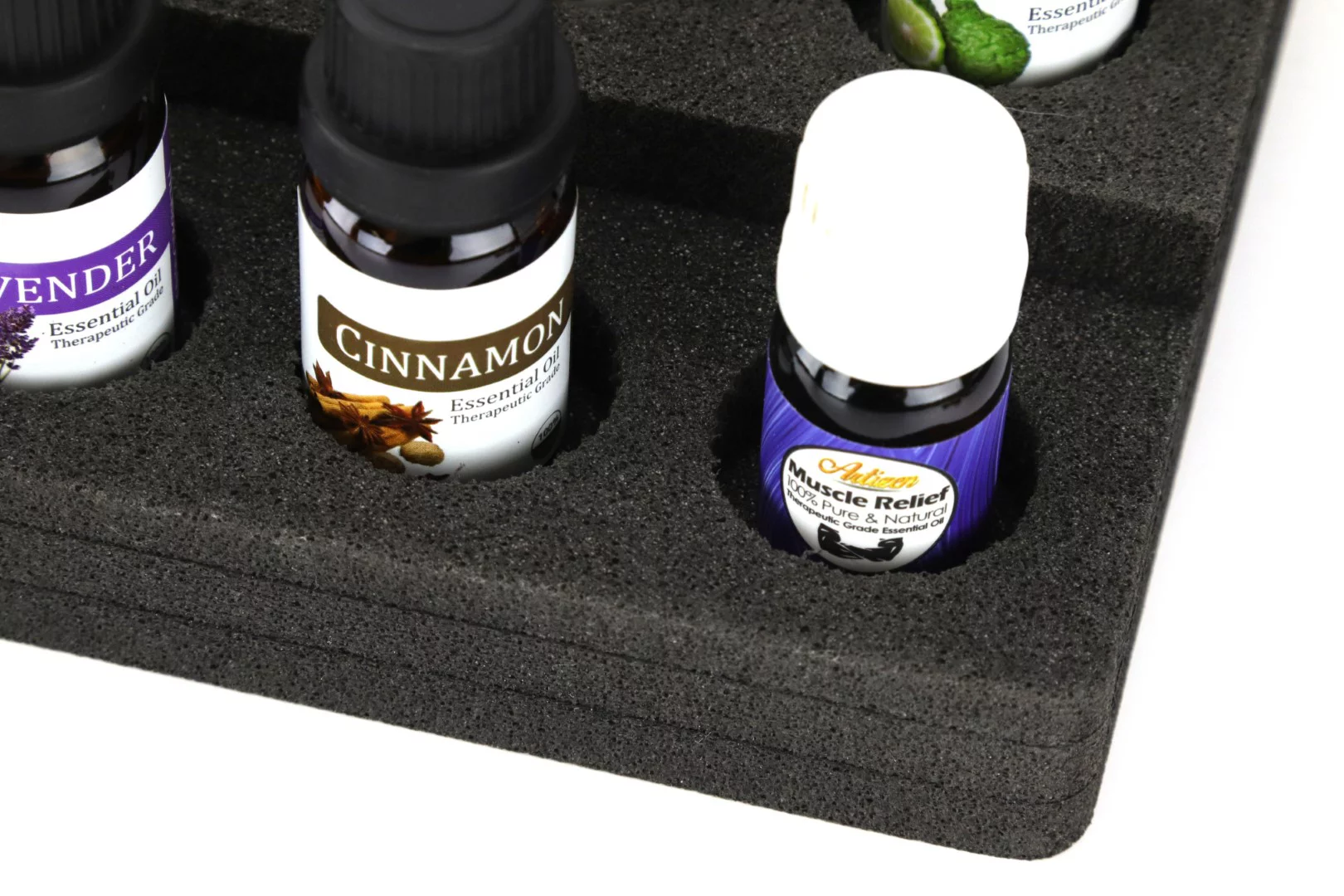 Polar Whale Essential Oil Storage Organizer 3 Tier Display Rack for Home Bathroom Bedroom Office Elegant Modern Durable Black Foam Holds 20 (5ml to 15ml), 6 (5ml) and 1 (30ml to 100ml) Bottles