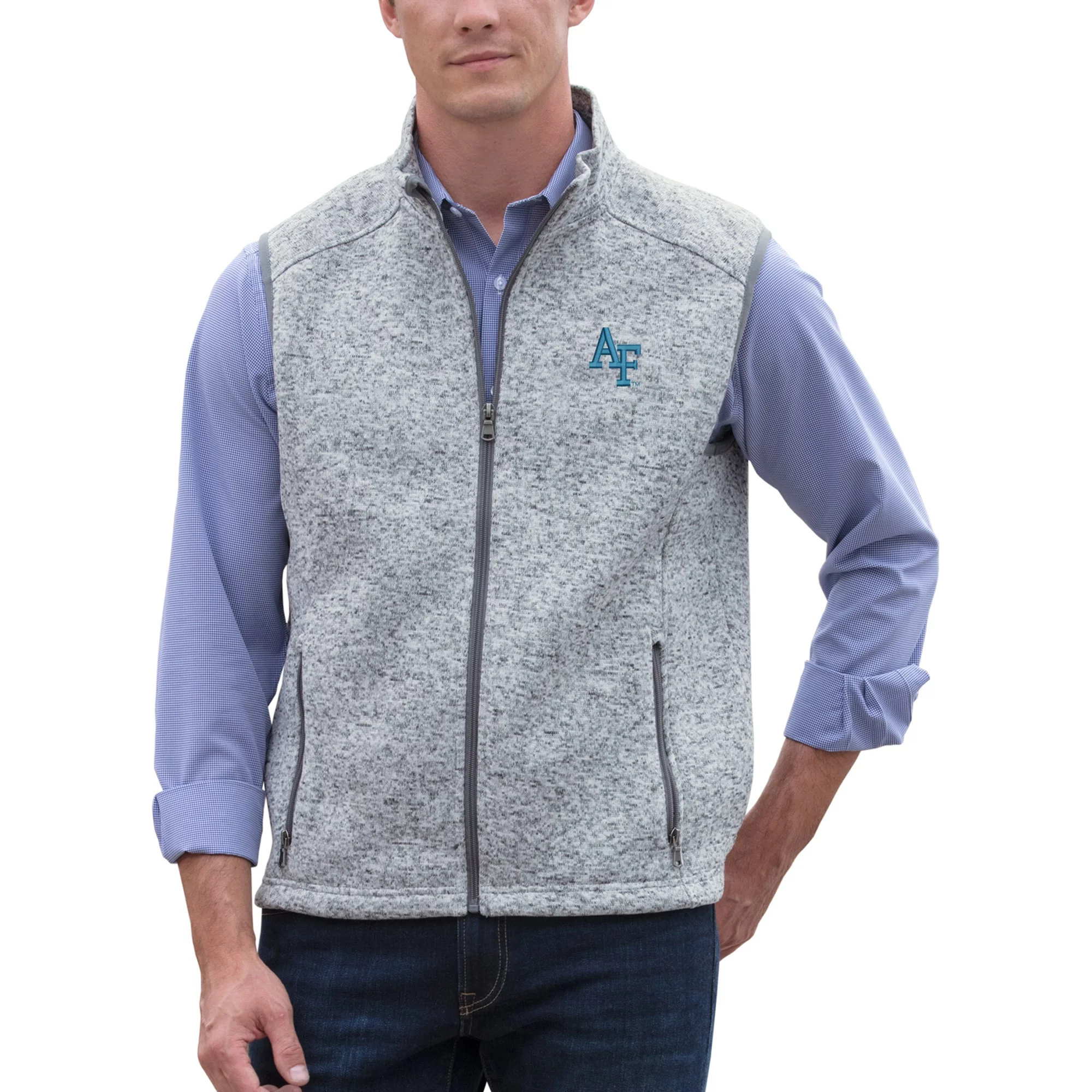 Men's Gray Air Force Falcons Summit Full-Zip Sweater Vest