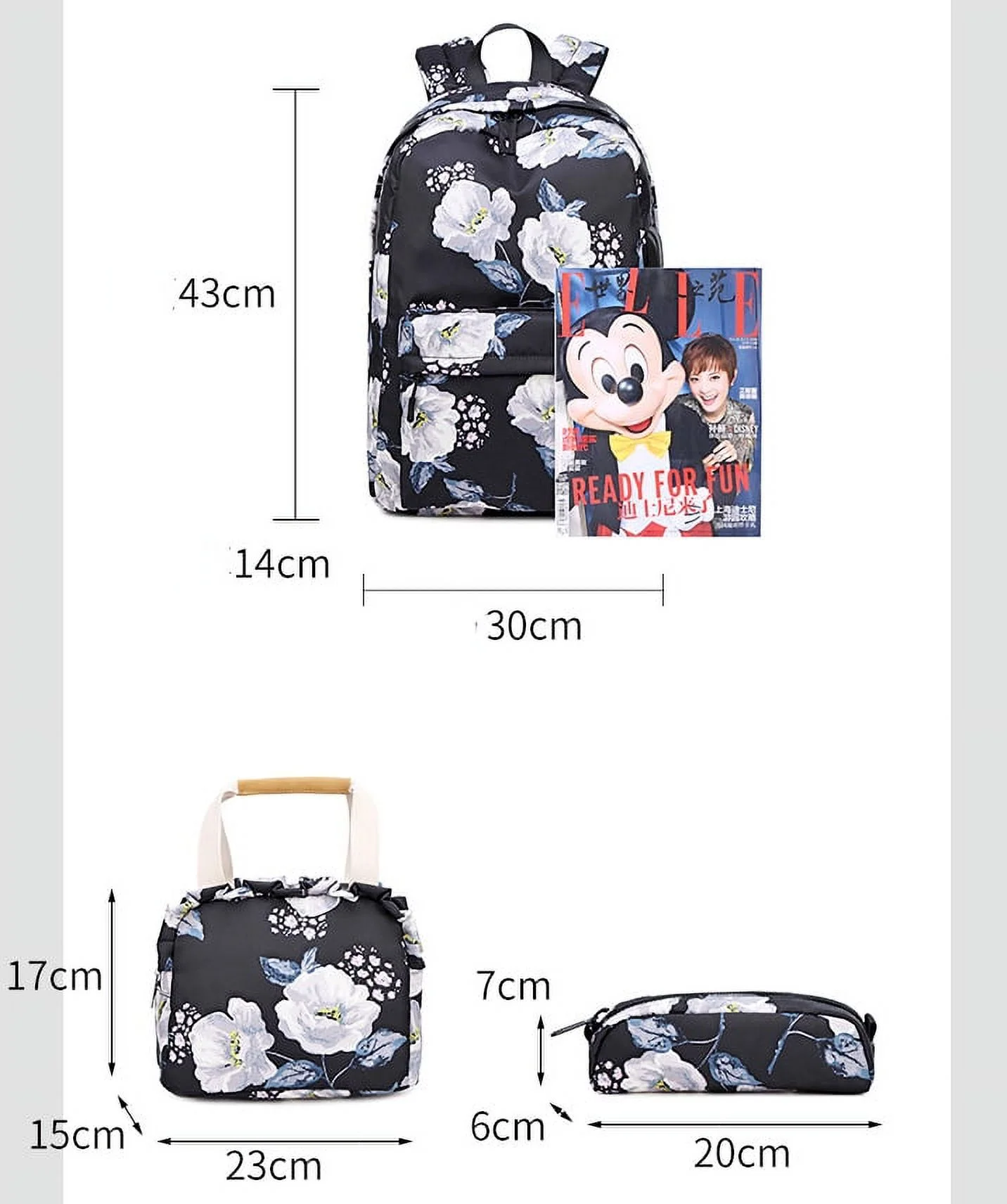 Asge School Backpack Teen Girls Boys Kids Bookbag Set with Lunch Box Pencil Case Travel Laptop Backpack Casual Daypacks
