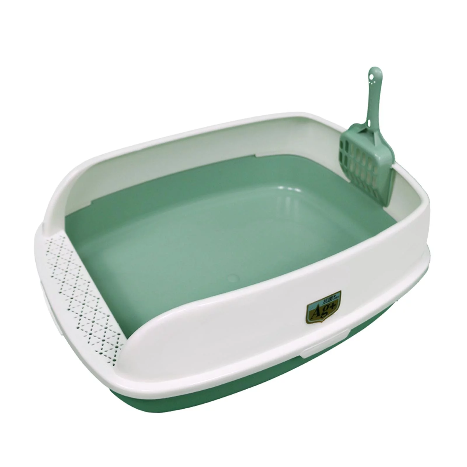 Cat Litter Box Portable Deep Loo Kitten Pet Supplies Durable Pet Litter Tray Green