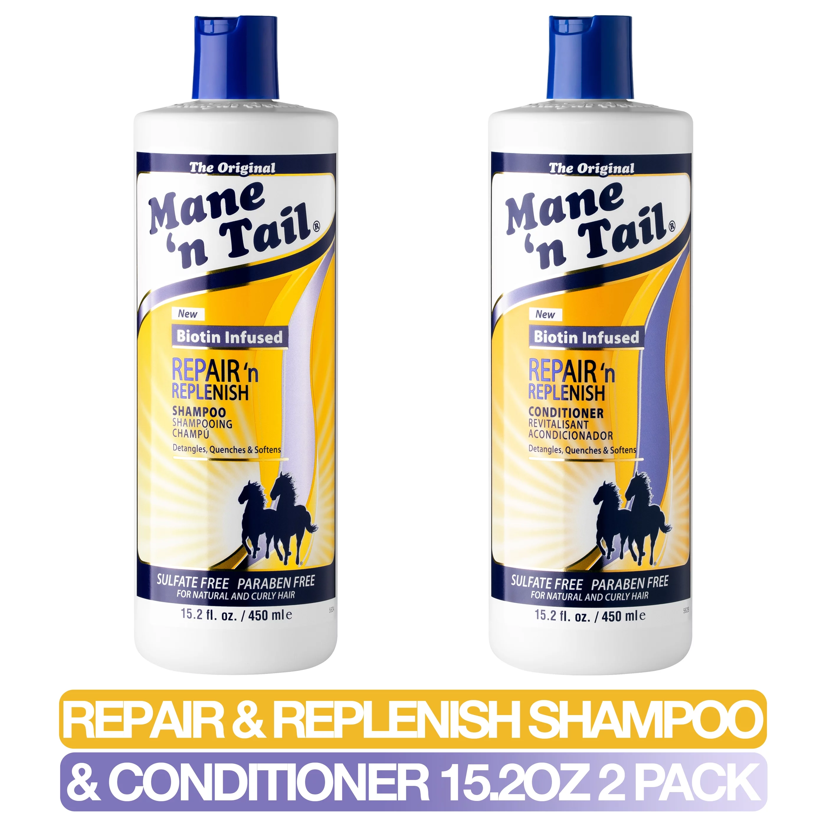 Mane ’n Tail: Repair ’n Replenish Sulfate Free Gentle Cleansing and Replenishing System (15.2 Oz Each)