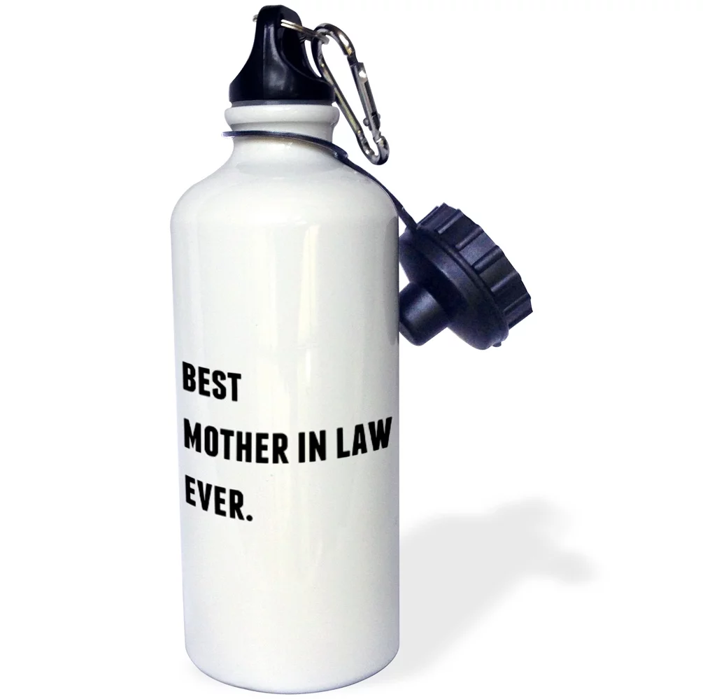 3dRose Best Mother In Law Ever, Black Letters On A White Background - Straw Water Bottle, 21-ounce
