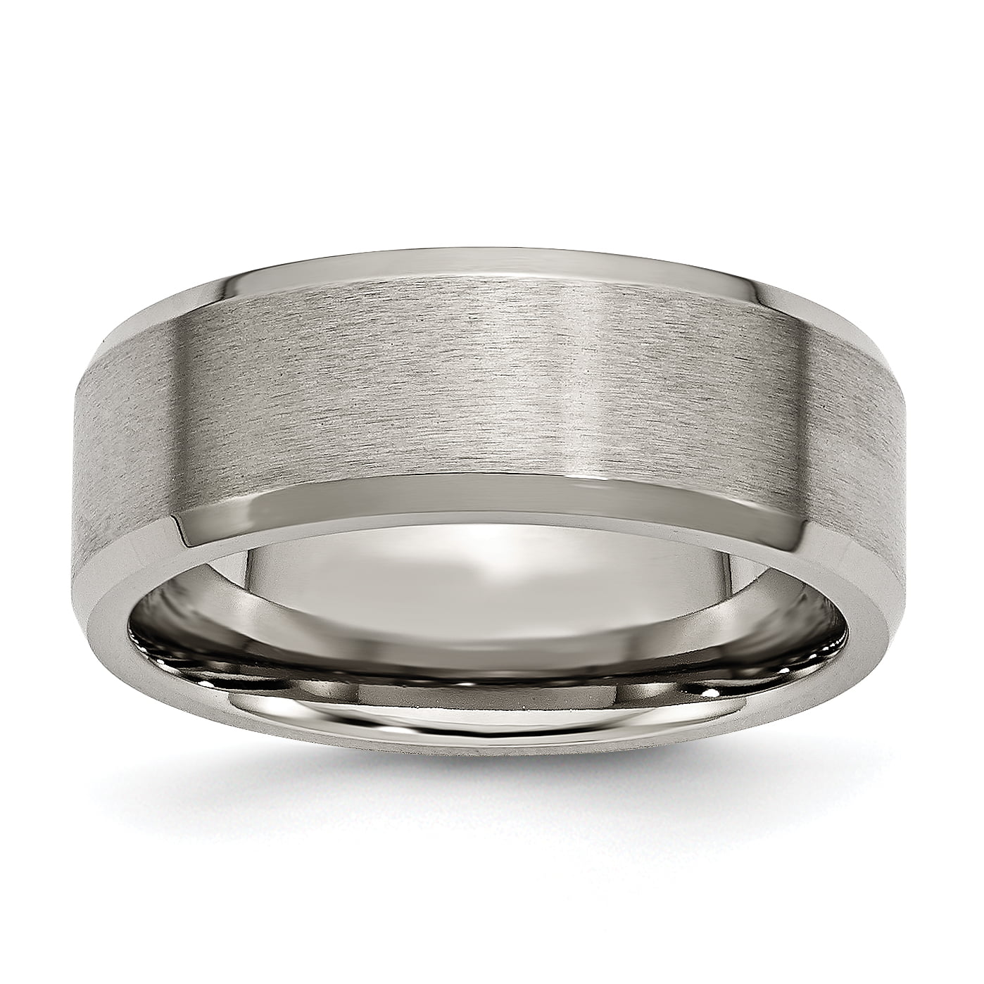 Carat In Karats Titanium Brushed and Polished 8mm Beveled Edge Band Size 12.5 - Unisex Ring