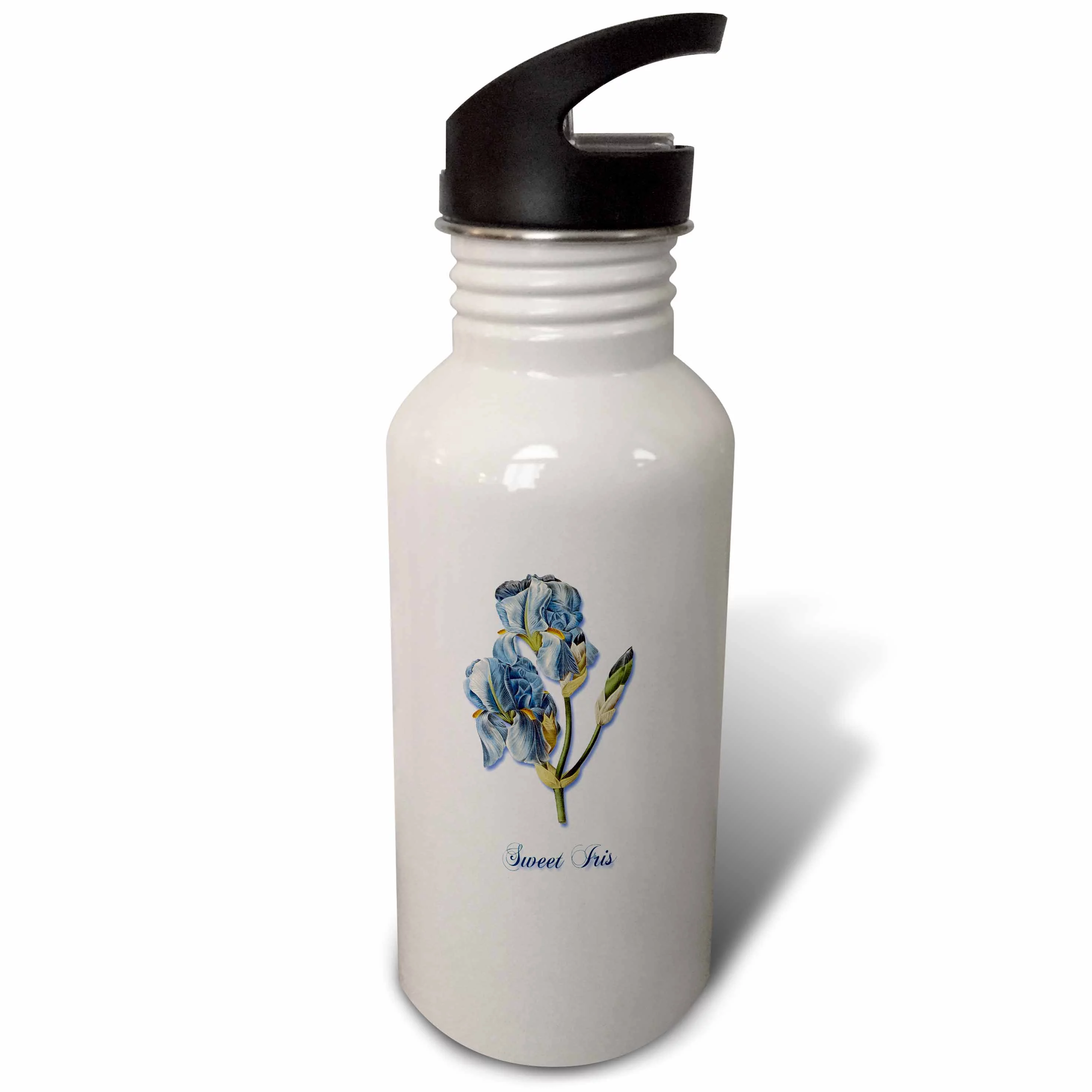 Sweet Iris, Botanical Print of a Light Blue Bearded Iris 21 oz Sports Water Bottle wb-171218-1