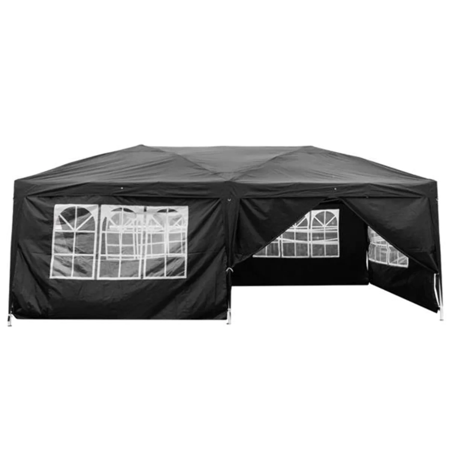3 x 6m Four Windows Practical Waterproof Folding Tent Black