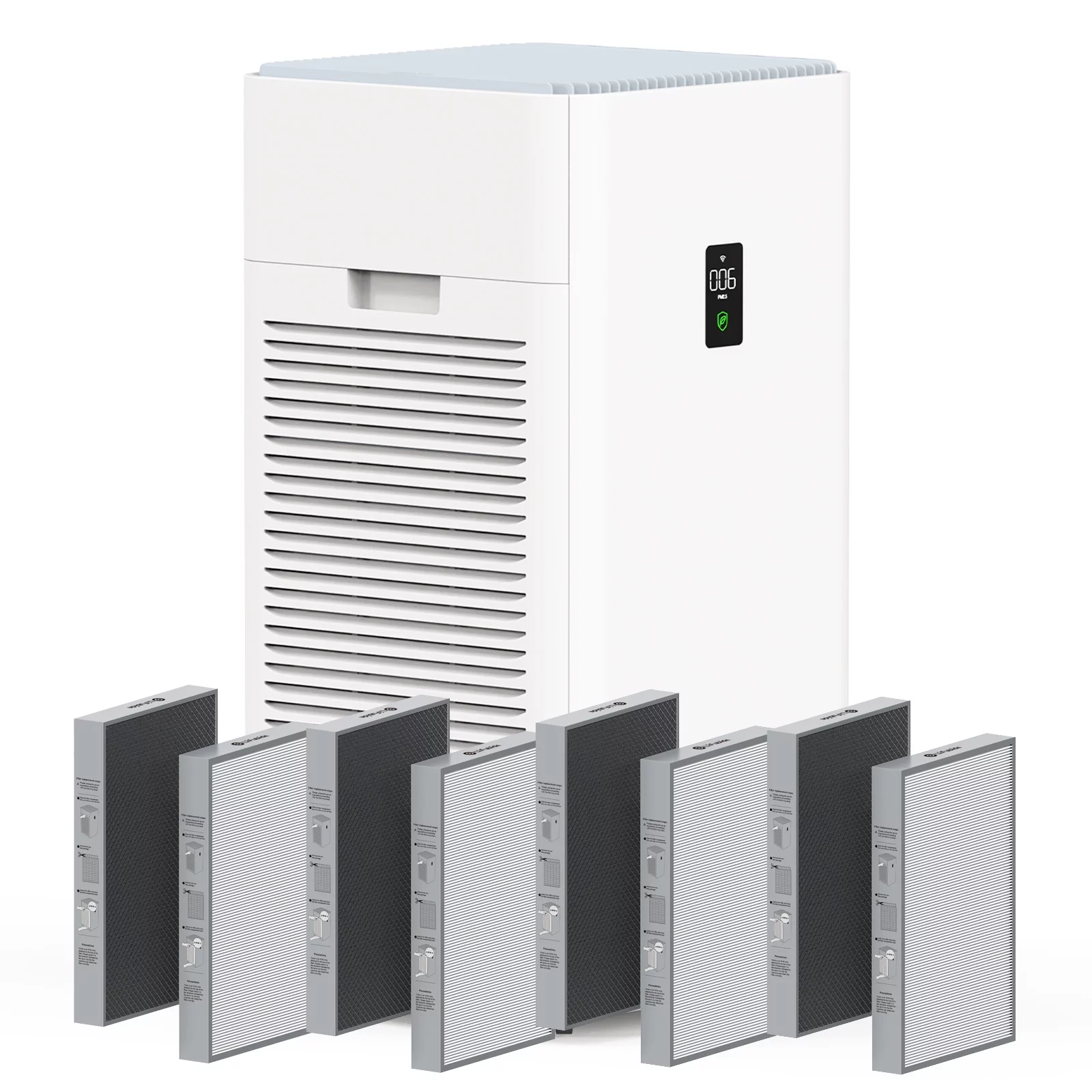 Lifubide Large Room Air Purifier, H13 True HEPA,4555 Sq.Ft Coverage,24dB For Bedroom, Removal To 0.01 Microns, PM2.5 Monitor, Pet Allergies、Smoke、Dust, Smart Air Purifier, With 5 Sets Filters