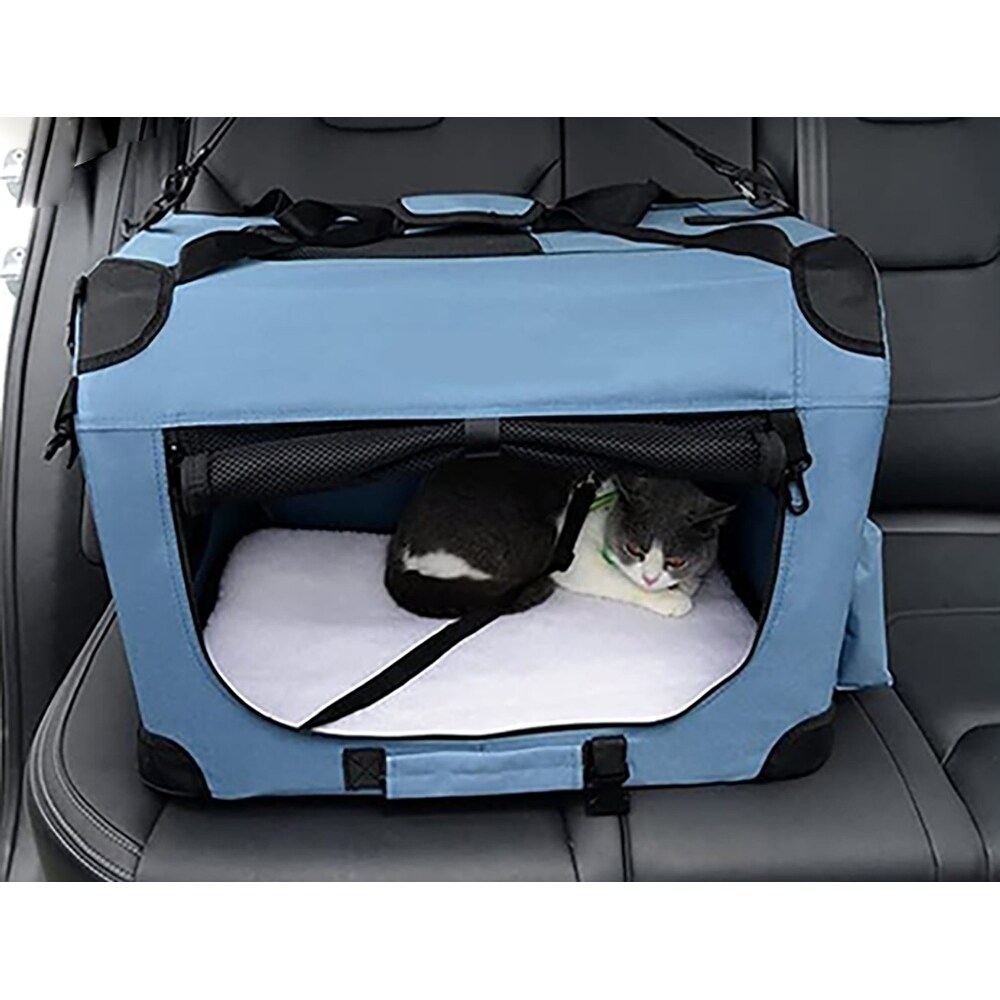 Dog Crate  with Soft Warm Blanket and Foldable Bowl