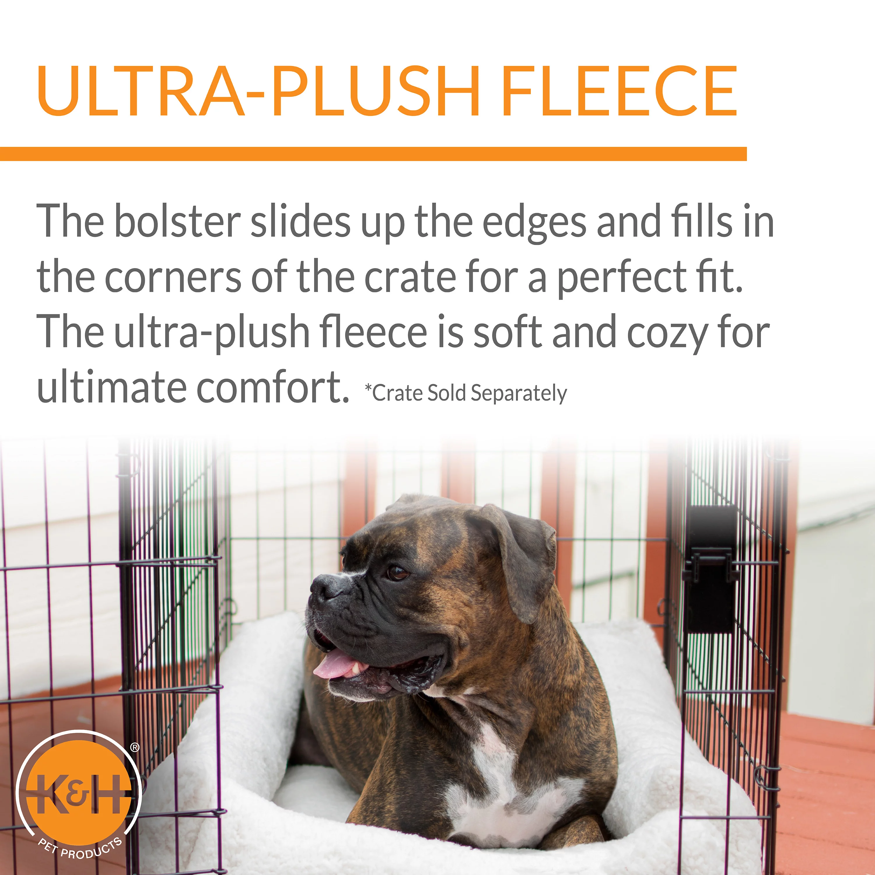 K&H Pet Products Deluxe Bolster Crate Pad Fleece 25 X 37 Inches