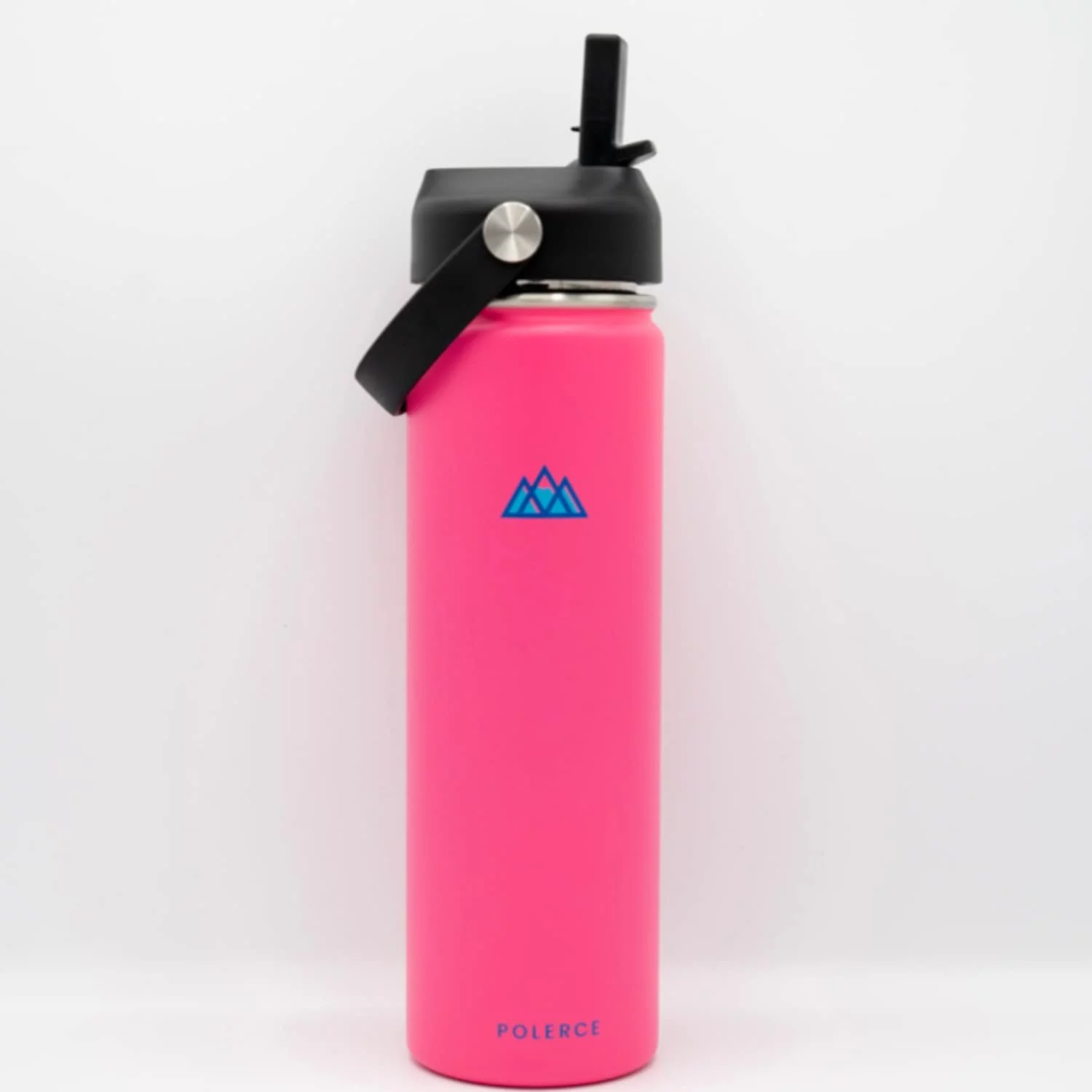 Vacuum Insulated Bottle with 3 Lids - Stainless Steel Thermally Insulated Flask - by Polerce (21 Oz, Pink)