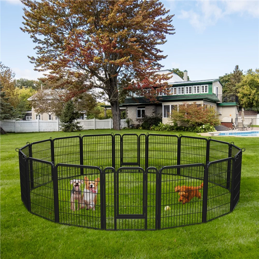 Yaheetech 31.5'' H 16 Panels Dog Playpen, Black