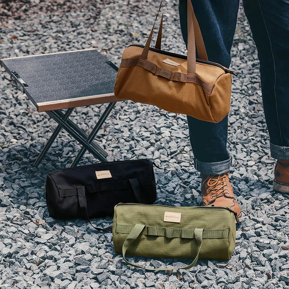 sundick Camping Tent Peg Ground Nail Storage Bag Tent Hammer Long Ground Nail Storage Bag Portable Canvas Tent Install Tools Organizer