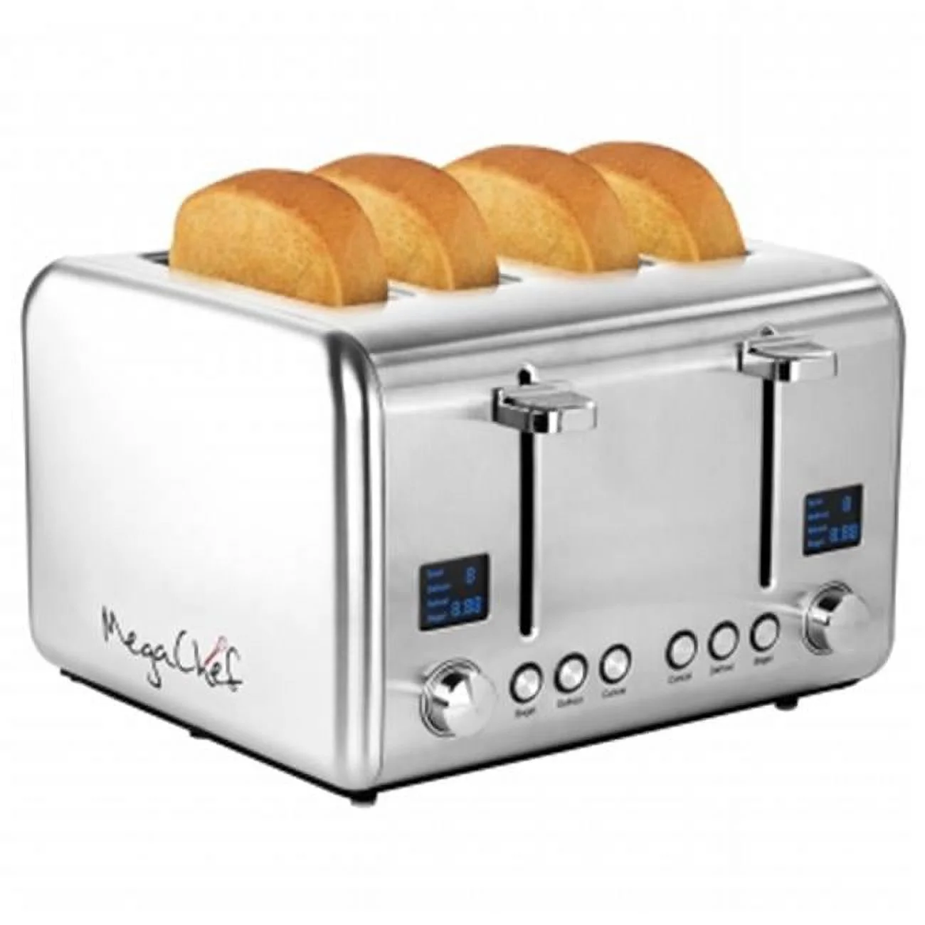 MegaChef 4 Slice Toaster in Stainless Steel, Silver