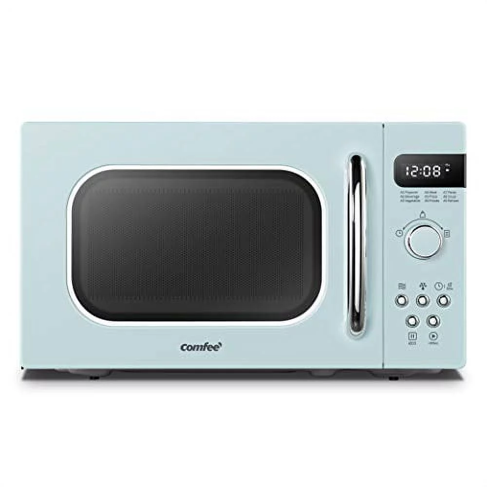 COMFEE AM720C2RA-G Retro Style Countertop Microwave Oven with 9 Auto Menus Position-Memory Turntable, Eco Mode, and Sound On/Off (Pastel Green) 0.7Cu.Ft